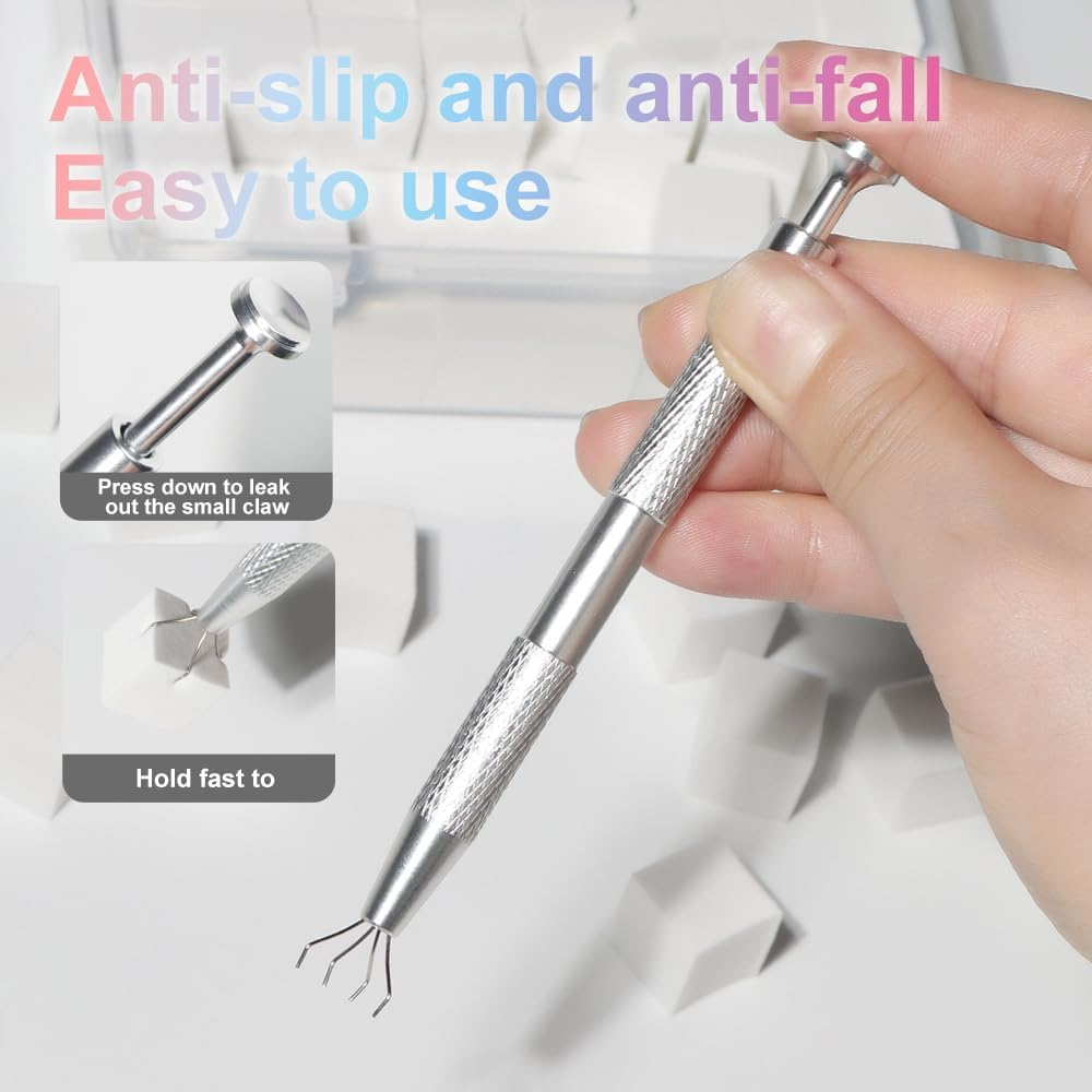 Beautilux 80Pcs Gradient White Gradient Sponge Sponge with Sponge Holder for Nail Art Gradient Manicure image number 3