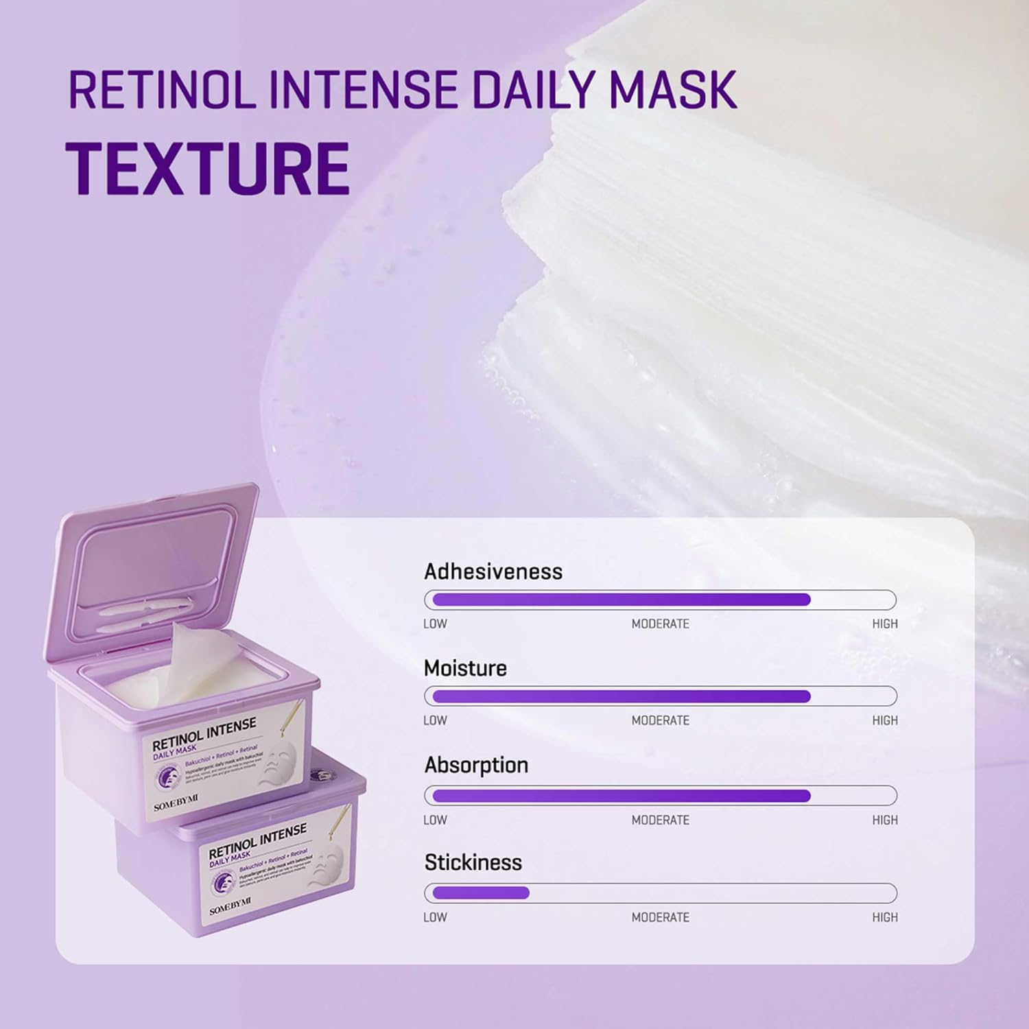 SOME by MI Retinol Intense Daily Mask - 30 Sheets, 11.8Oz - Daily Mild Retinol Vegan Face Mask Sheet for Moisturizing and Glass Skin - Improvement of Skin Texture and Elasticity - Korean Skin Care