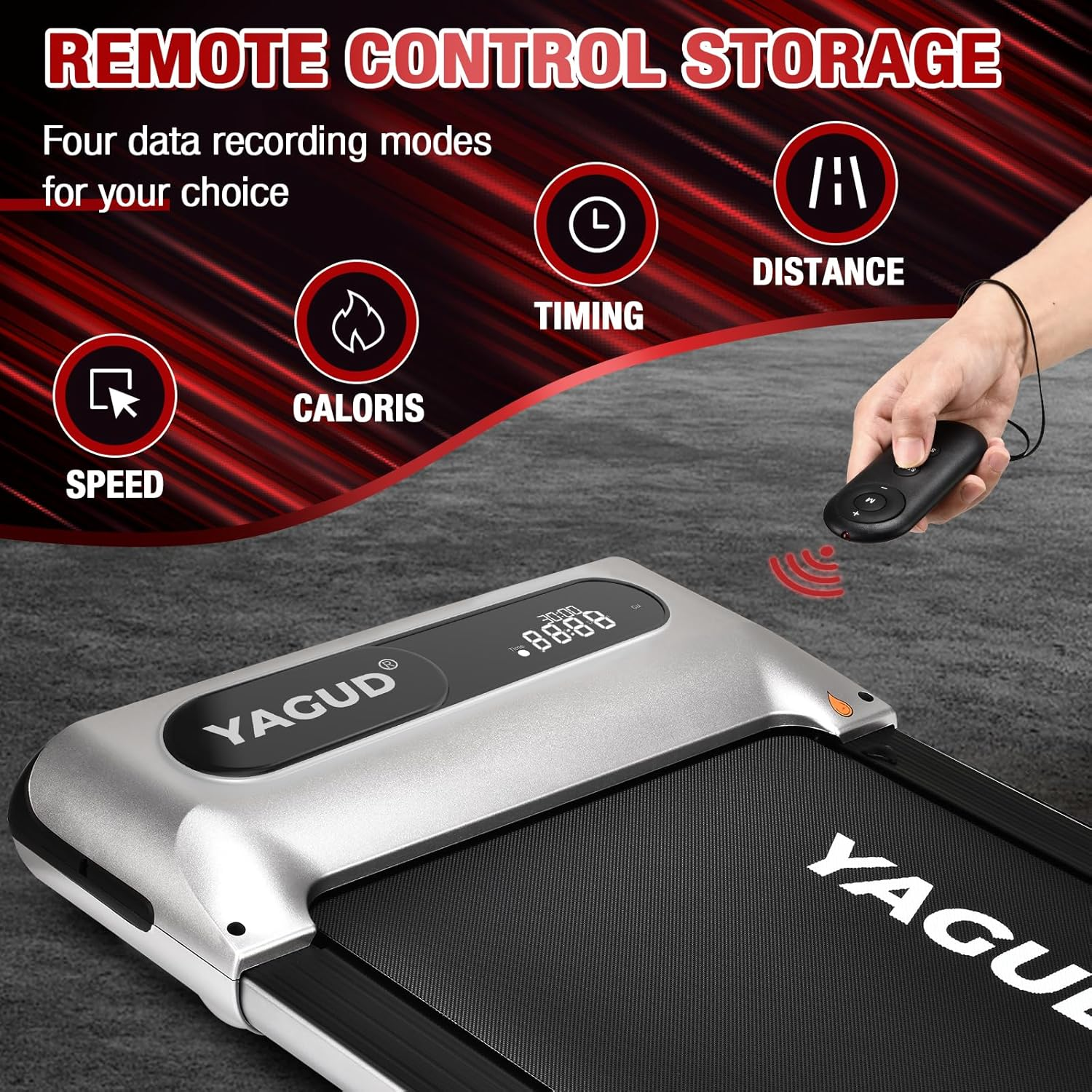 Yagud Walking Pad Treadmill, under Desk Treadmill, 2.5HP Treadmills for Home with Remote Control & Led Display, Non-Slip, Compact Portable, Low Noise for Home/Office Fitness Exercise image number 2