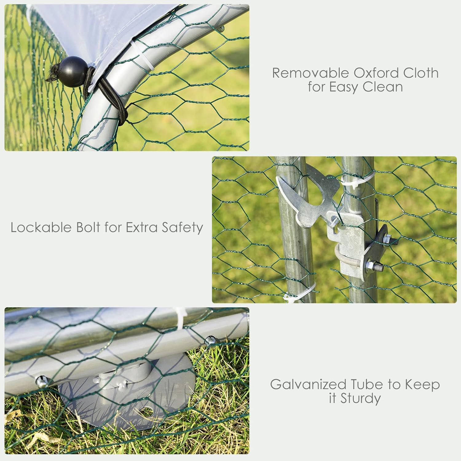 Costway Large Outdoor Metal Chicken Coop, Walk-In Hen Run House with Water-Proof Cover, Lockable Door, Large Space, PVC Wire Enclosure, Poultry Cage Habitat for Ducks, Rabbits in Backyard, Farm Use image number 4