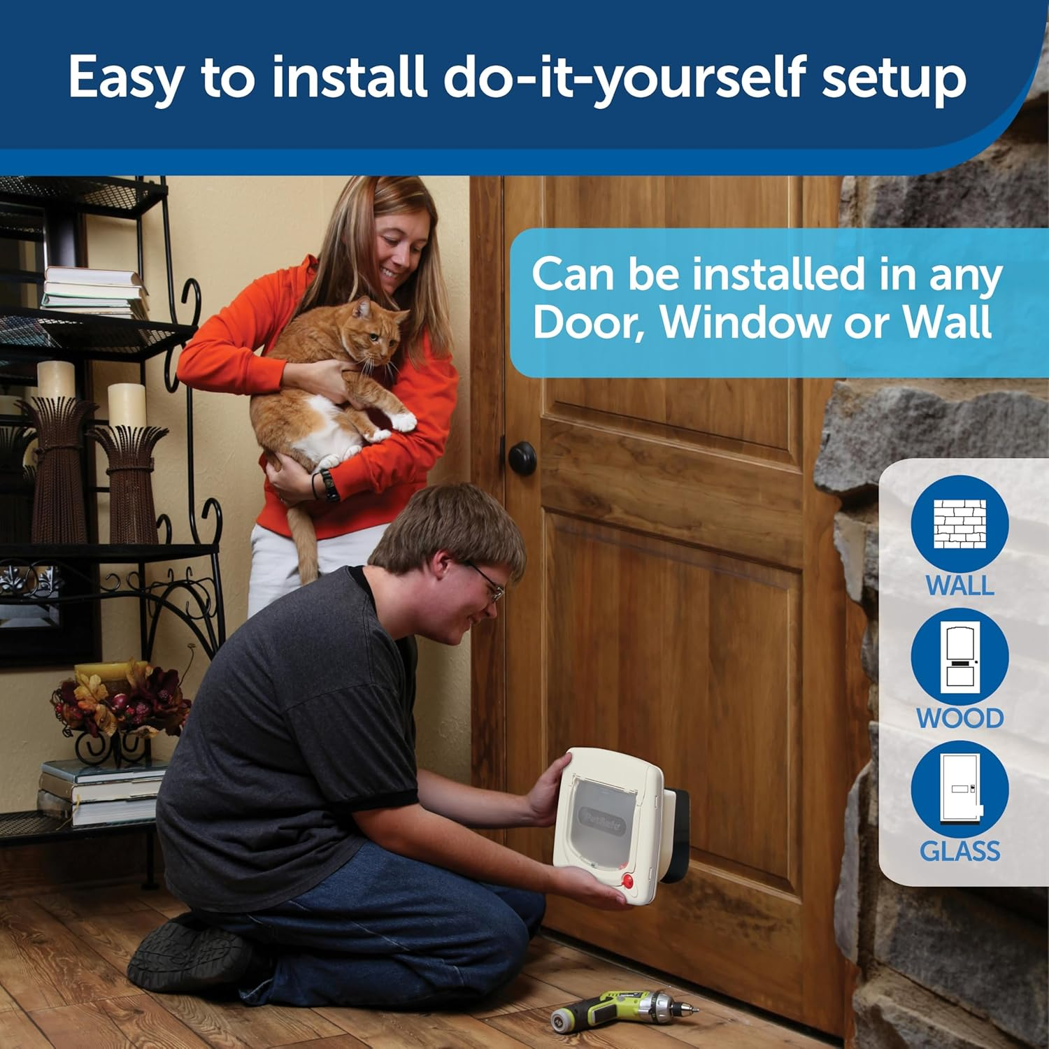 Petsafe Staywell, Deluxe Magnetic Cat Flap, Wood Grain, Selective Entry, 4 Way Locking image number 5