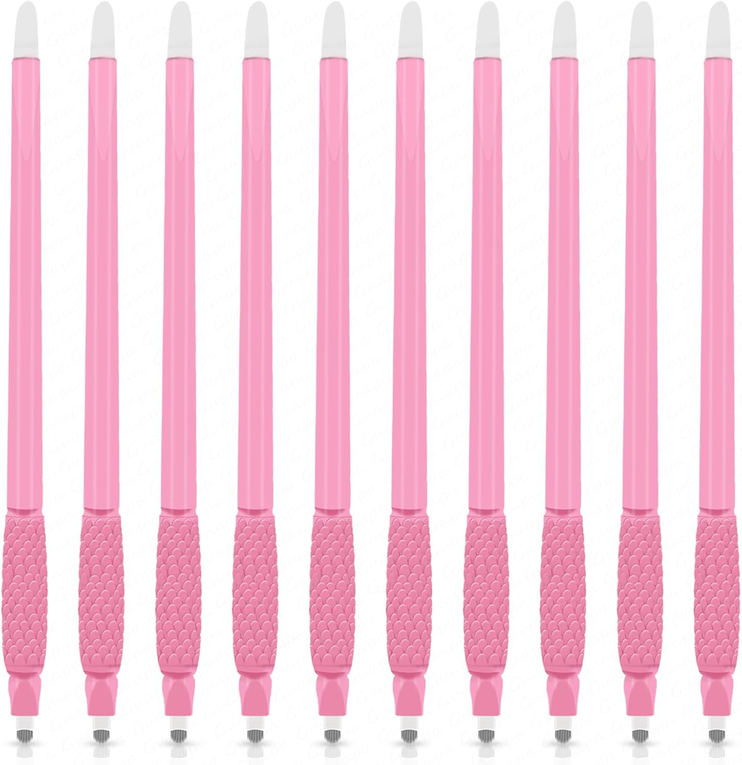 10 Pieces Disposable Eyebrow Pencil for Microblading - Manual Tattoo Tool with Nano Blade with Pigmented Sponge for Precise Eyebrow Modelling (10 Pieces, Pink, 18U, 0.18Mm)
