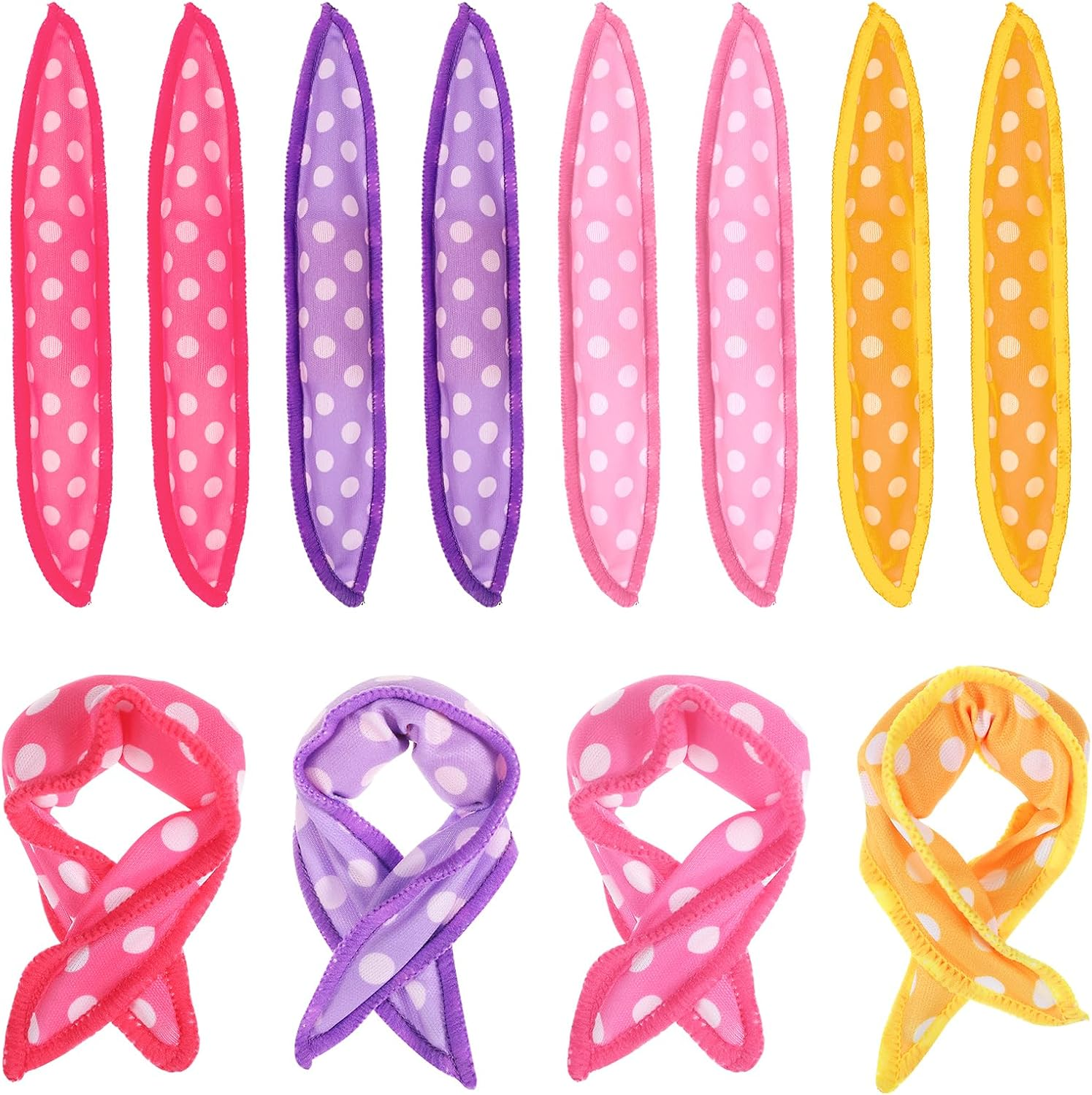 Oruola 8Pcs Pillow Rollers for Hair,8.1 X 1.38 in Pillow Curlers,Soft Sponge Pillow Rollers for Long, Short, Thick & Thin Hair Spiral Curls Hair Styling Rollers (4Colors) image number 1