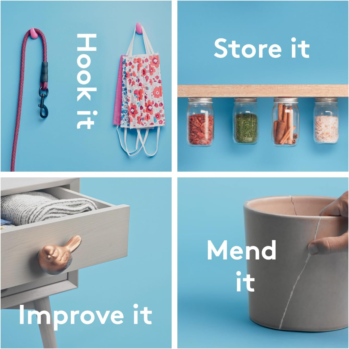 Tesa Sugru Super Glue - Waterproof Wood Glue for Home Improvement & Crafts - Use as a Poster Putty or Silicone Adhesive for Repairing & Bonding - 8 Pack - Black & White (3.5G/Ea) image number 5