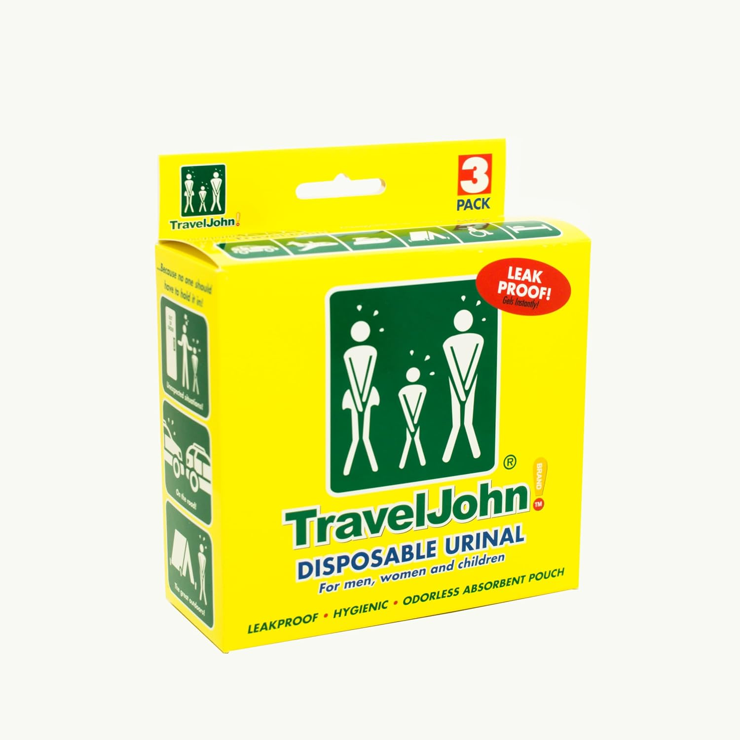 Traveljohn Disposable Urinal for Men, Women & Children 3 Units (Pack of 1)