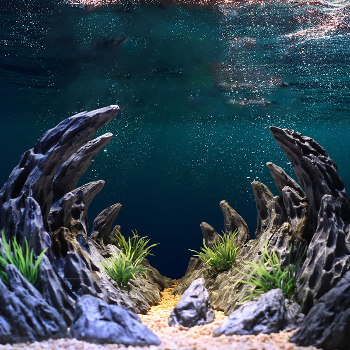 Fish Tank Simulation Resin Green Dragon Stone Canyon, Aquarium Landscape Decorative Rock Ornaments, Valley Stone Package image number 3