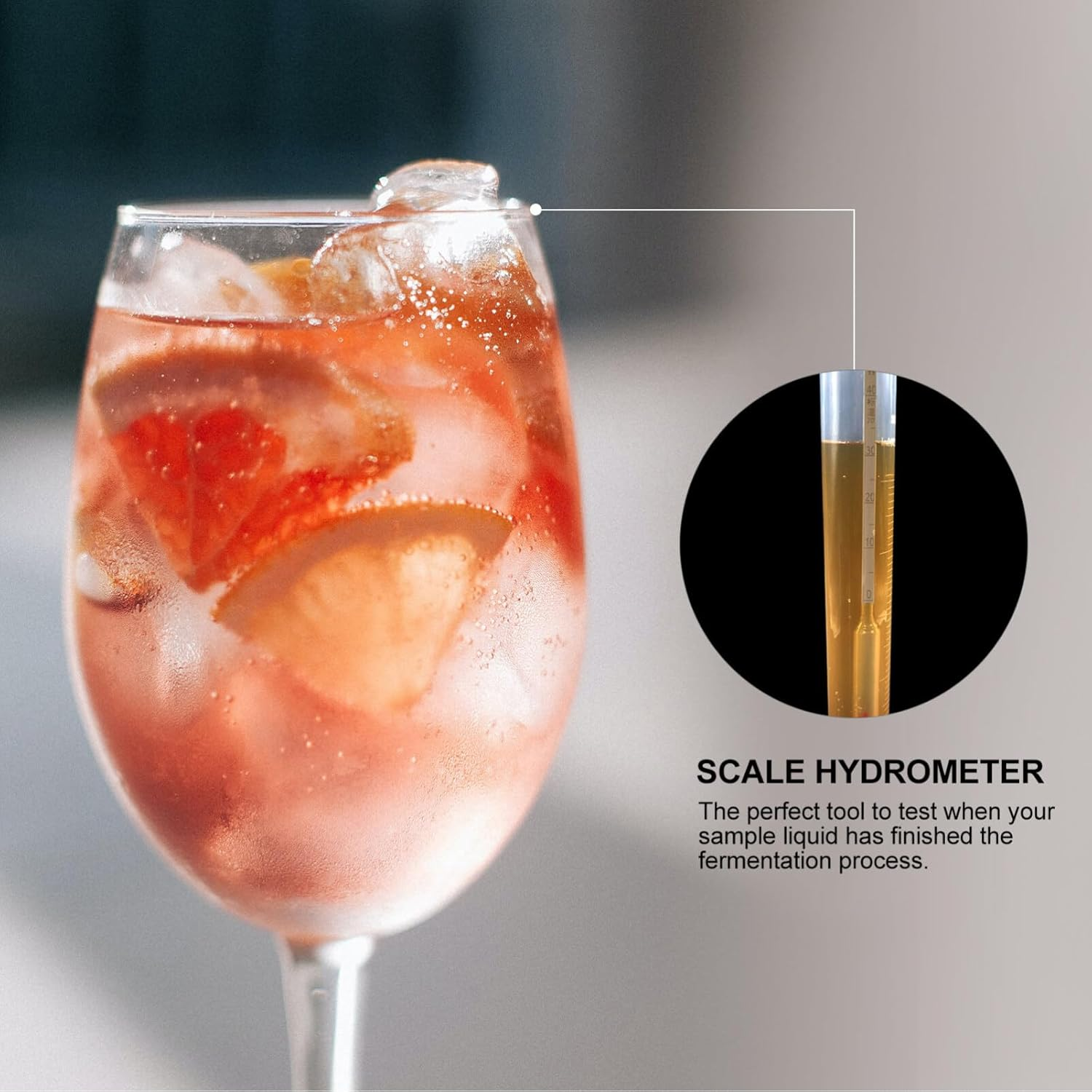 Zerodeko 1 Set Alcohol Meter Hydrometer Home Alcohol Test Distilling Supplies Fermentation Kit Alcohol Percentage Tester Alcoholmeter Home Brewing Kit Wine Liquor Glass image number 3