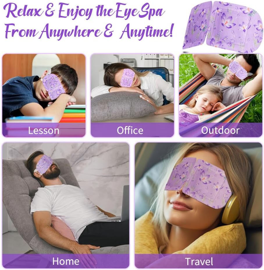 Dolemay 12 Packs Steam Eye Mask,Lavender Hot Compress Self Heating Warm Eye Mask Disposable Heated Sleep Eye Mask for Dry Eyes Dark Circles Relax Comfortable Warming Eye Mask for Home Office Travel