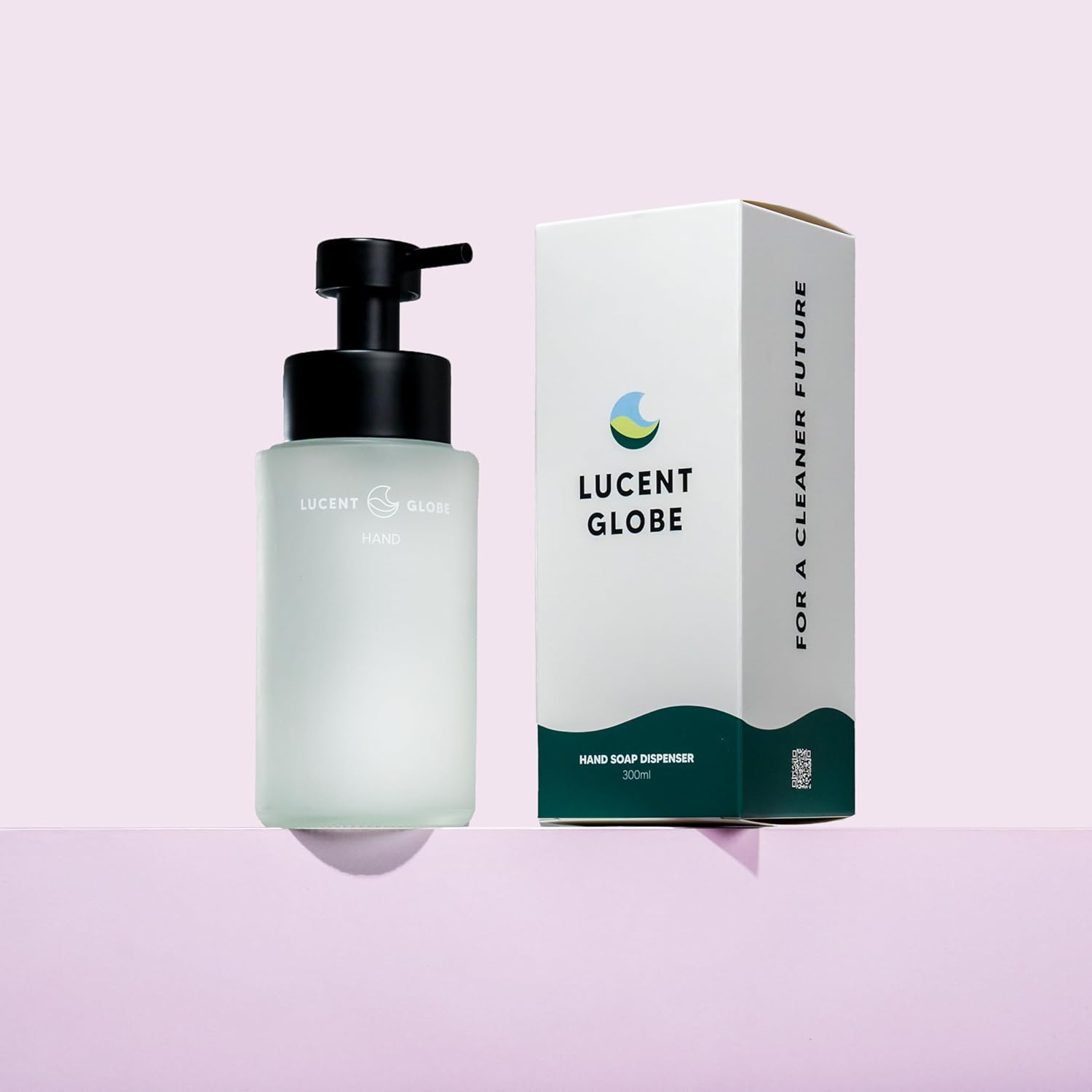 Lucent Globe Foaming Hand Soap Bottle &ndash; Frosted Glass, Stainless Steel Pump, Reusable & Plastic-Free, 300Ml image number 3