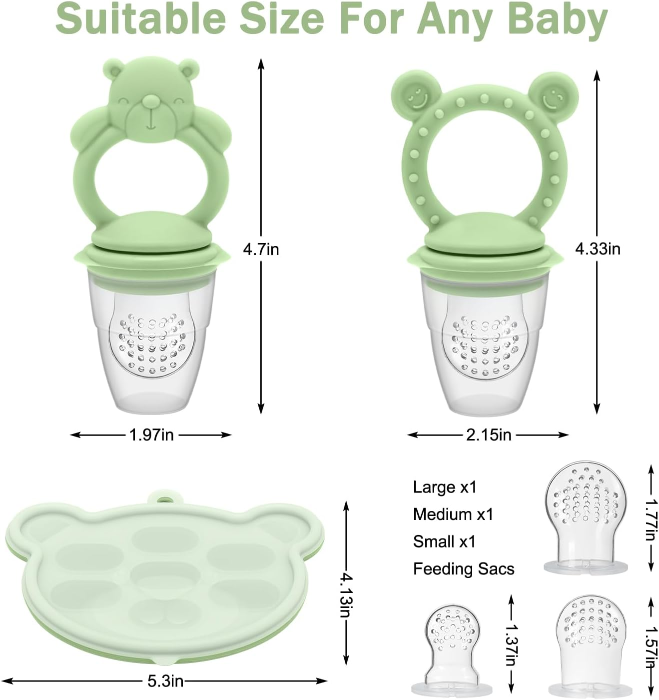 Baby Silicone Fruit Food Feeder Pacifier & Breastmilk Popsicle Freezer Molds, BPA Free Baby Food Storage Containers Frozen Ice Tray for Baby Feeding Safely, Infant Fruit Teething Toy image number 6