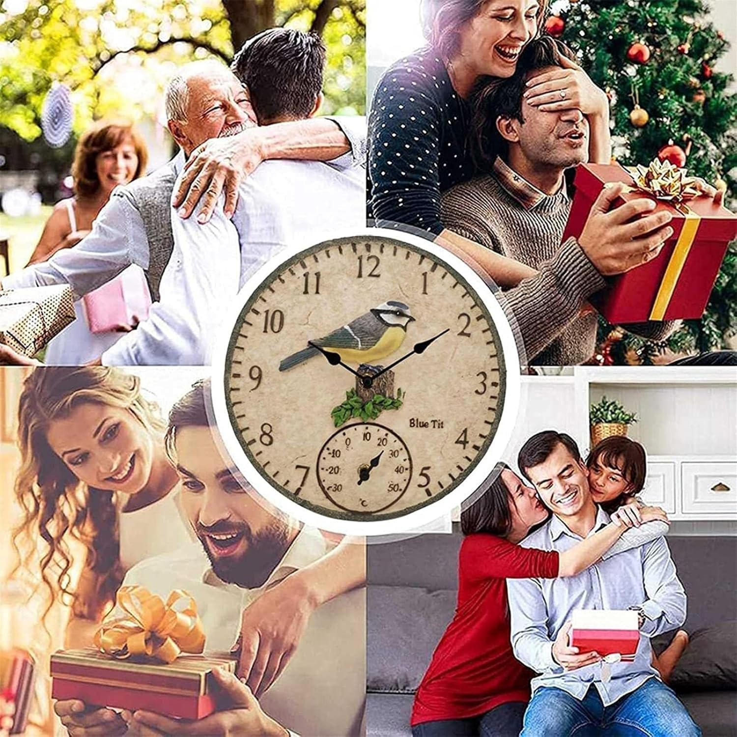 Outdoor Clock Thermometer | Outdoor Clocks Waterproof 12 Inch Wall Clock | Indoor Outdoor Thermometer Clock, Waterproof Wall-Mounted Thermometer Clock for Patio Garden Yard, 12 Inch Seta-Au image number 4