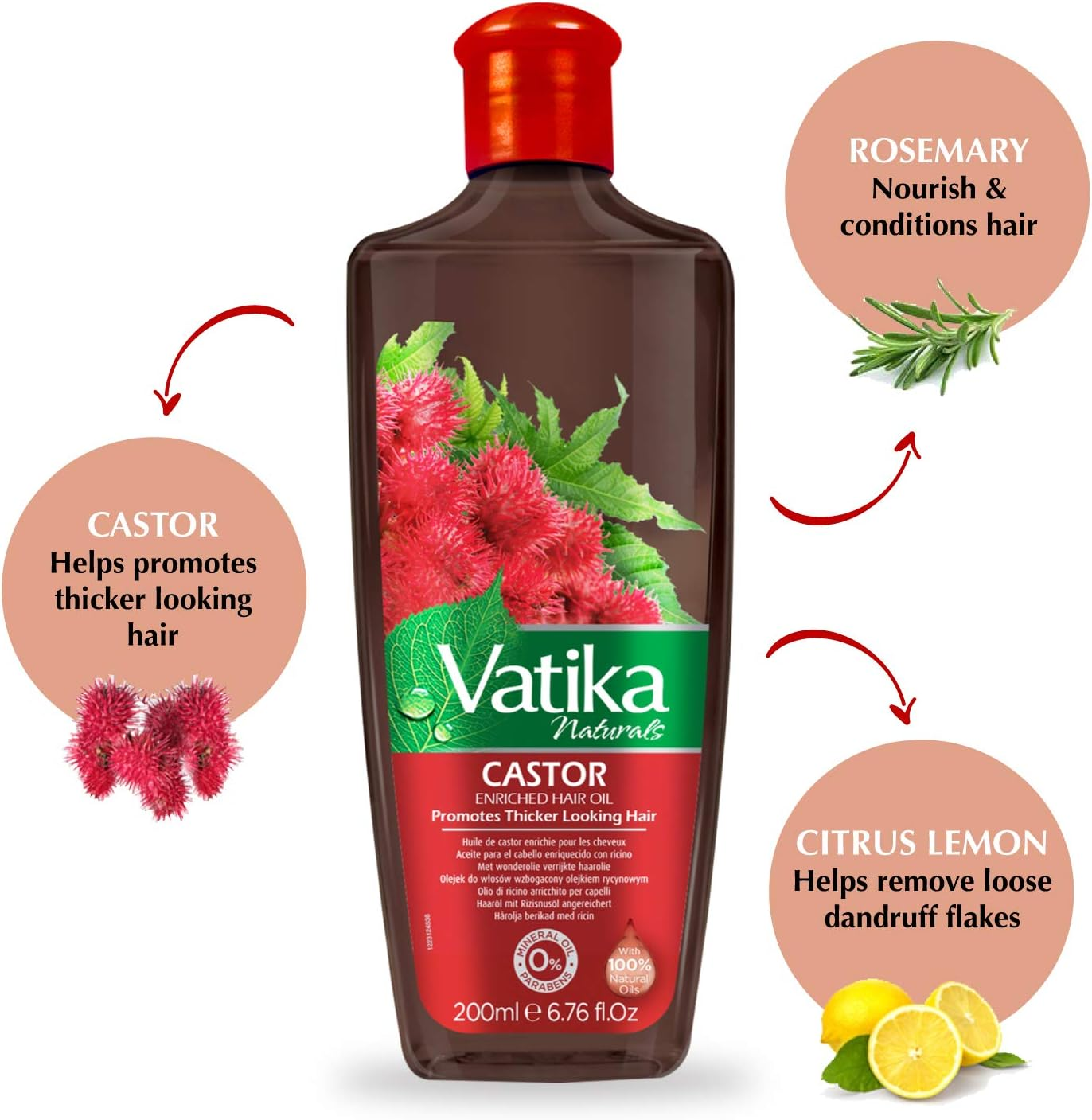 Vatika Naturals Vatika Castor Hair Oil (1 X 200 Ml) image number 1