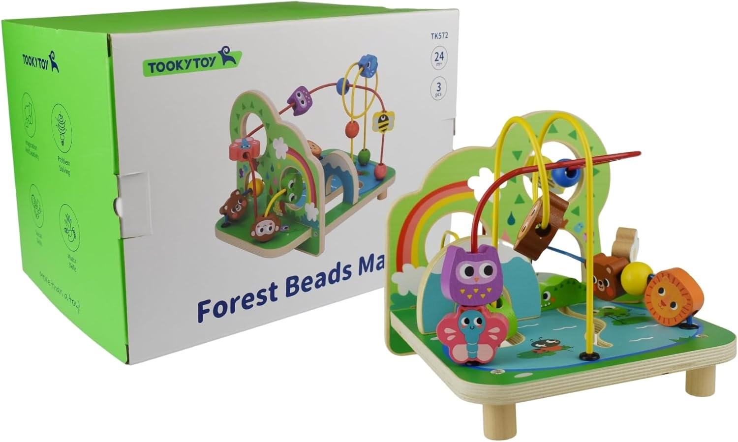 Tooky Toy Forest Bead Maze: Forest Woodland Themed Tabletop Bead Maze with Animals for Kids image number 2