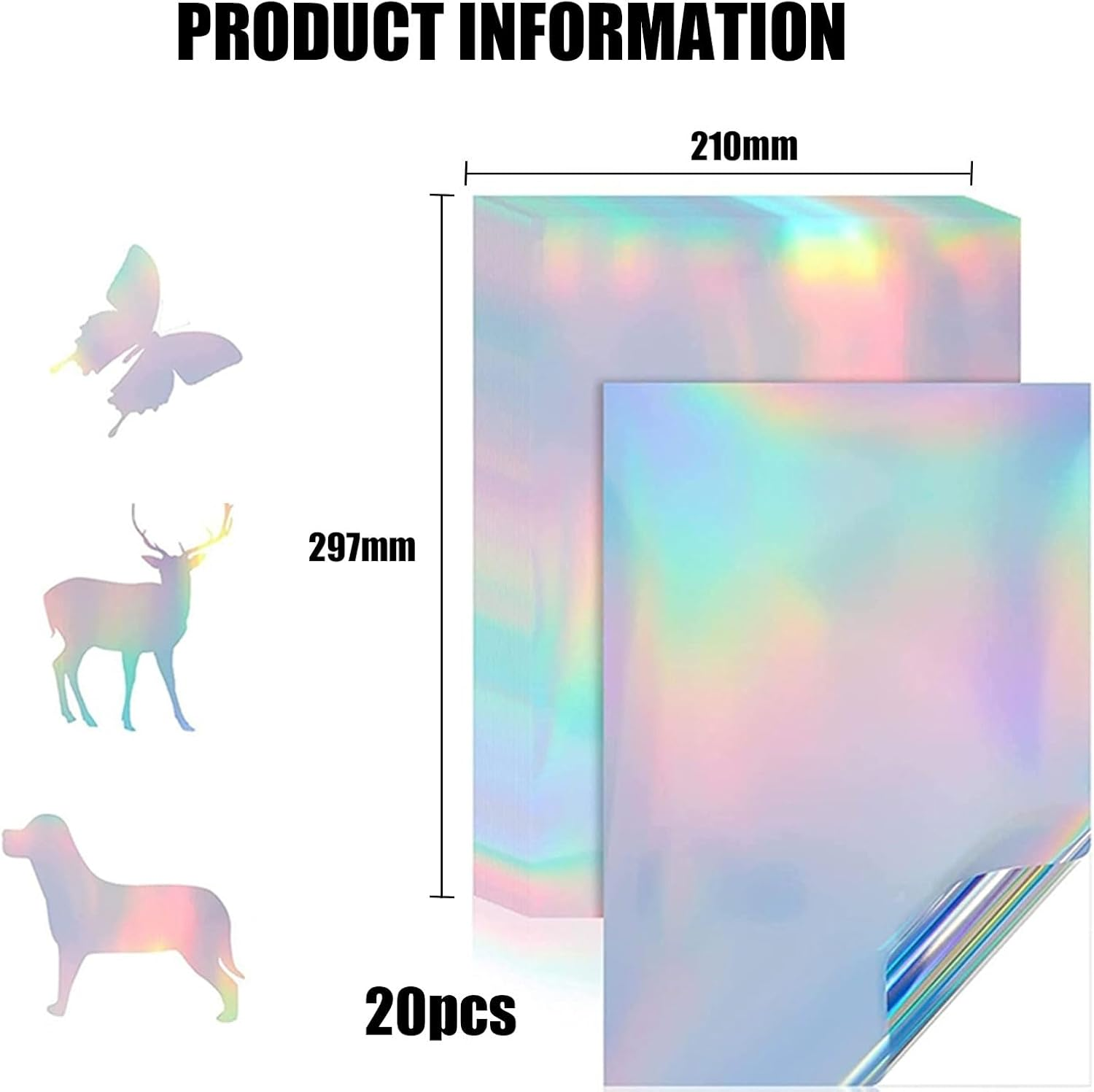 Xolixorium Holographic Glossy Printable Vinyl Sticker Paper A4 Size 20 Sheets, Waterproof Quick-Dry Paper for Inkjet & Laser Printers, Vibrant Color Craft Supplies image number 5