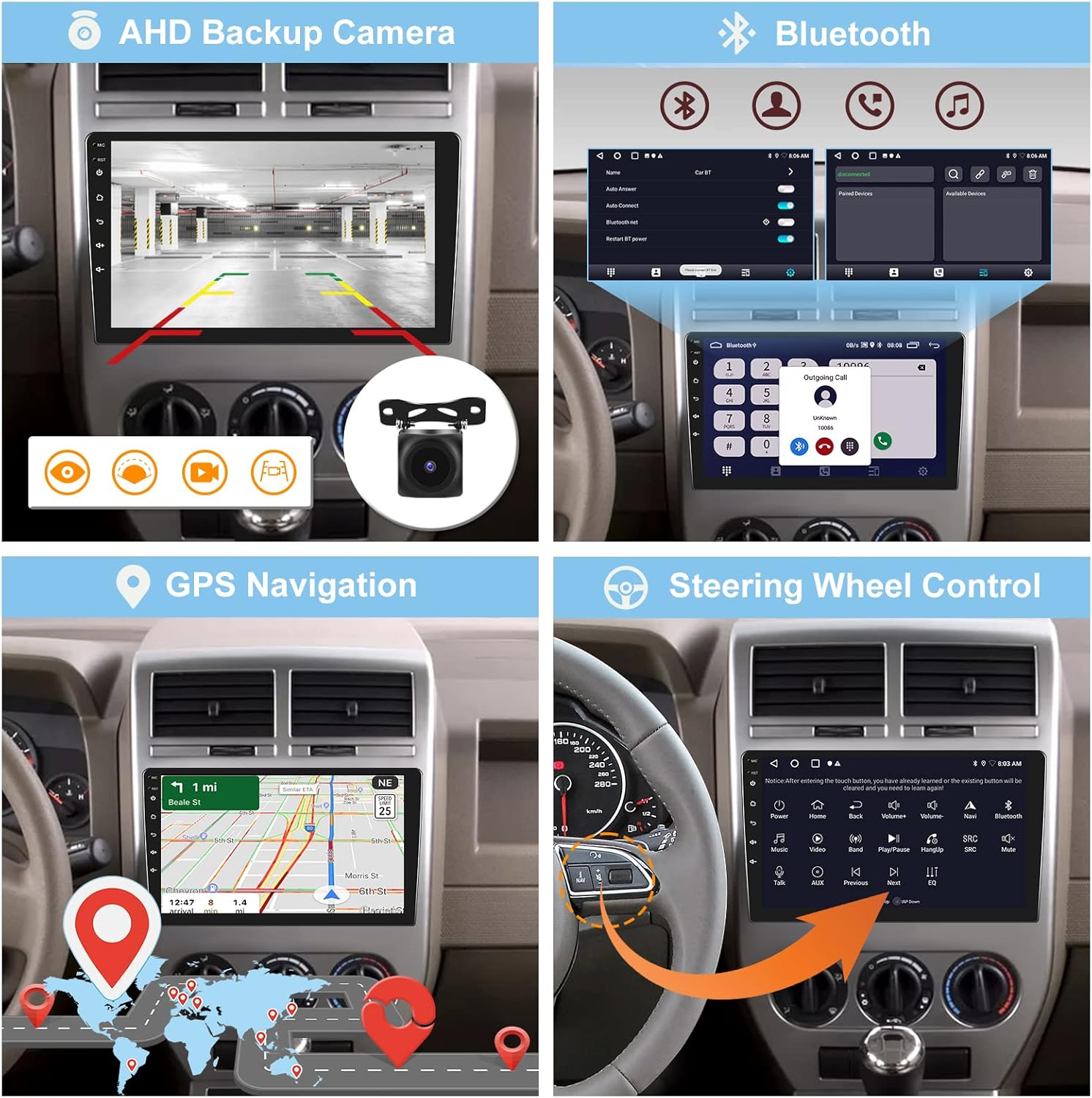 [2G+32G] Car Radio for Jeep Compass Patriot 2007 2008 2009, for Jeep Compass 2007-2009 Can Be Used with 10.1-Inch Stereo image number 2