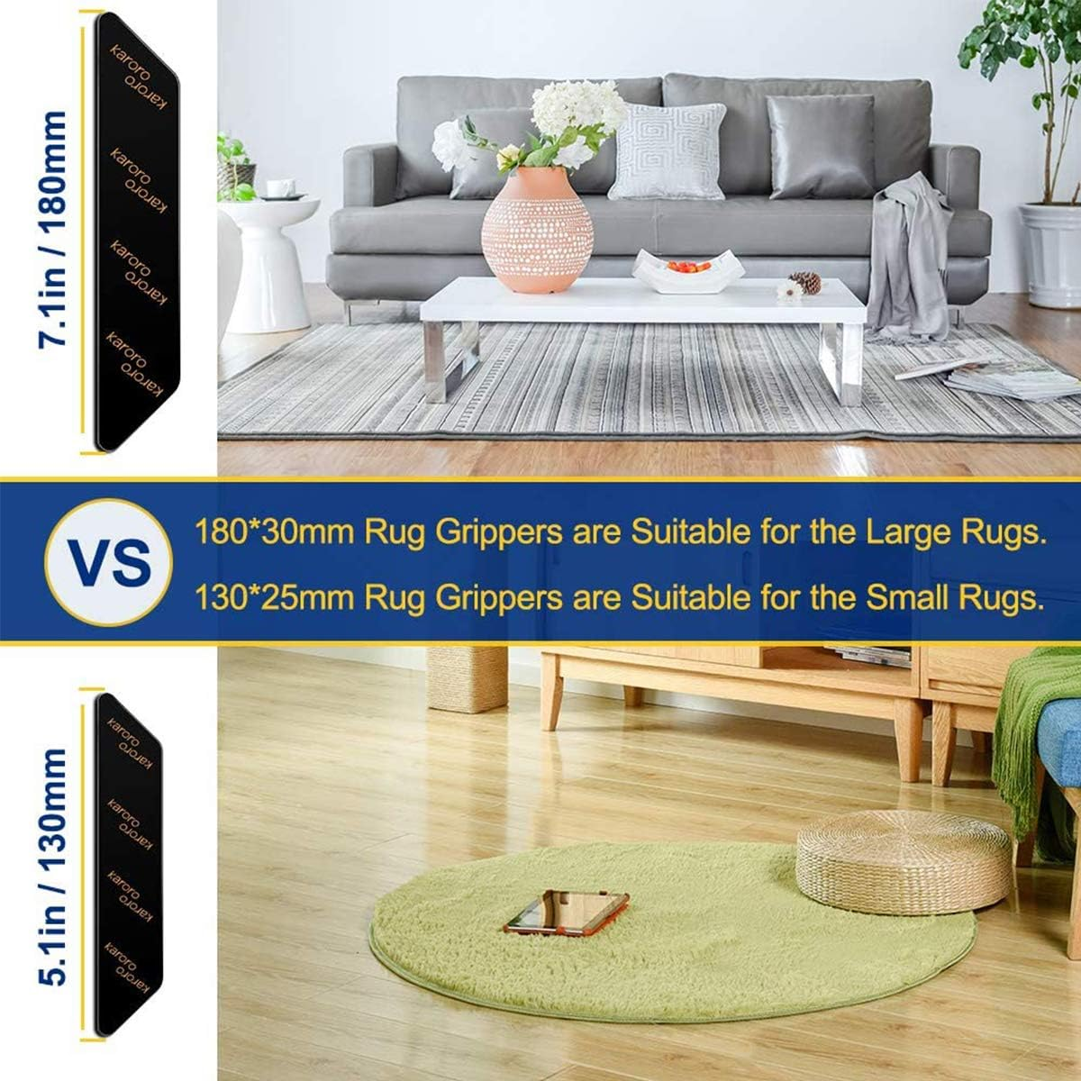 UCINNOVATE 16X Carpet Gripper, Anti-Slip Rug Grippers Mat Reusable anti Curling Rug Gripper Carpet Underlay Carpet Stopper, Strong Stickiness and Easy to Remove 180Mm*30Mm*2Mm image number 6