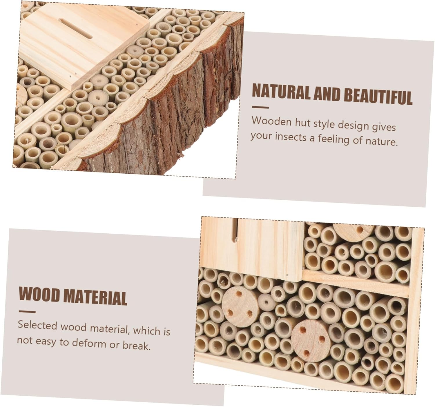 Yardwe Wooden Bee House Garden Ornament Outdoor Insect Cabin Shelter for Bees Ladybirds Safe Habitat Decorative Accent image number 2