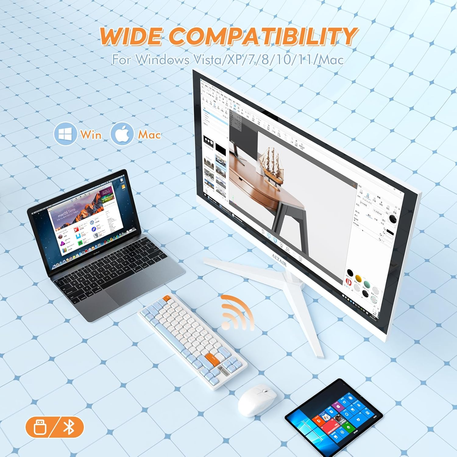 AJAZZ AKL680 Mechanical Keyboard, 68% Low Profile Wireless Keyboard, Ultra-Thin Color Matching Gaming Keyboard, Dual Mode BT5.0 and 2.4G, Anti-Ghosting for PC Laptop Mac image number 4