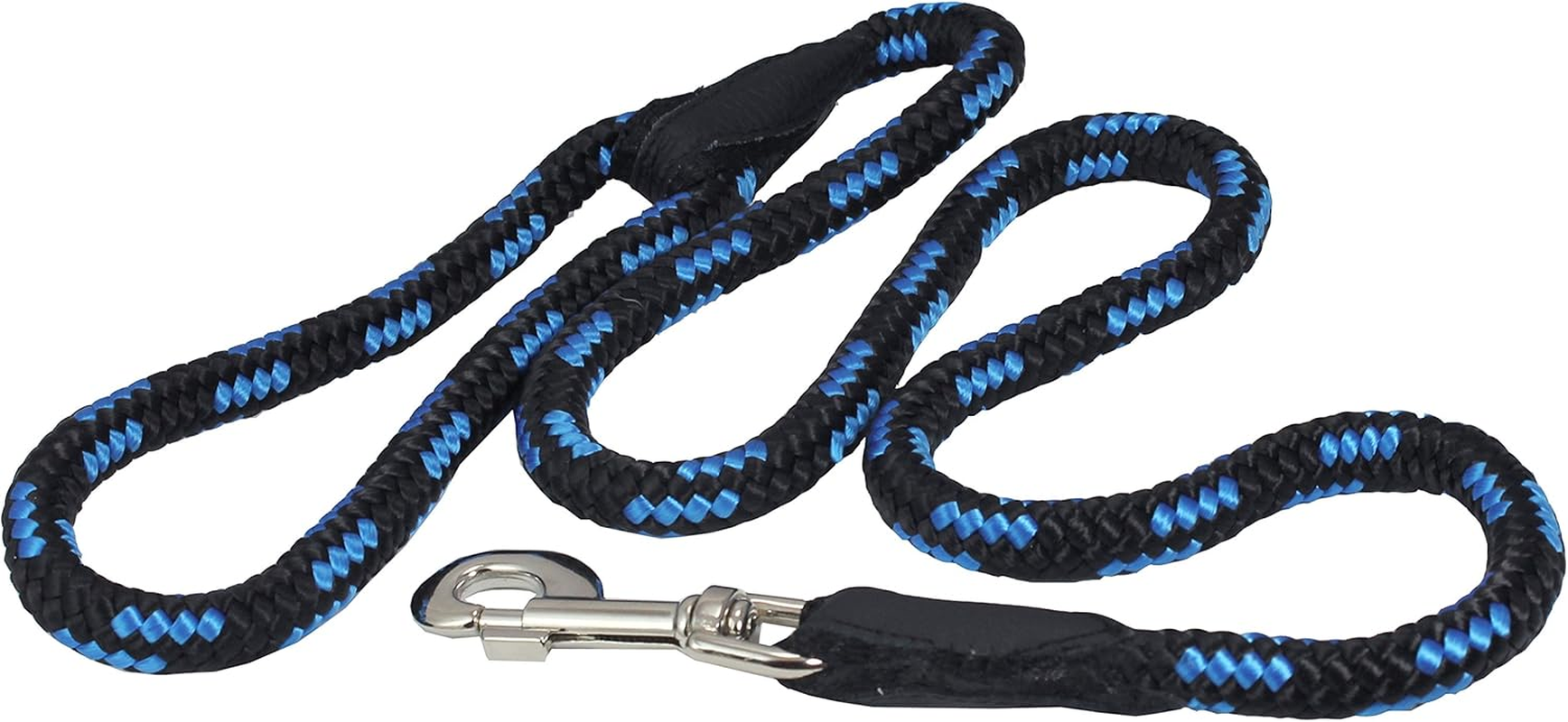 Dogs My Love 6Ft Long Braided Rope Dog Leash Blue with Black 6 Sizes (Medium: 6Ft Long; 3/8" Diam (10Mm)) image number 6