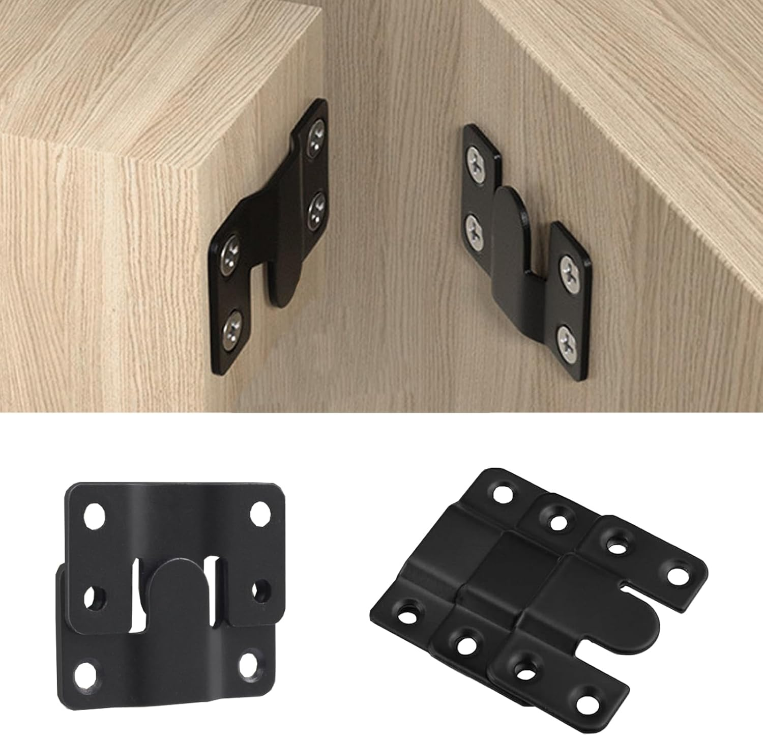 Ymaiss 36Packs Stainless Steel Flush Mount Bracket, Interlocking Photo Frame Hook 54X30Mm Heavy Duty Picture Hangers, Z Clip Bracket, Furniture Connector for Photo Mirrors Wall Mount Hardware Black image number 4