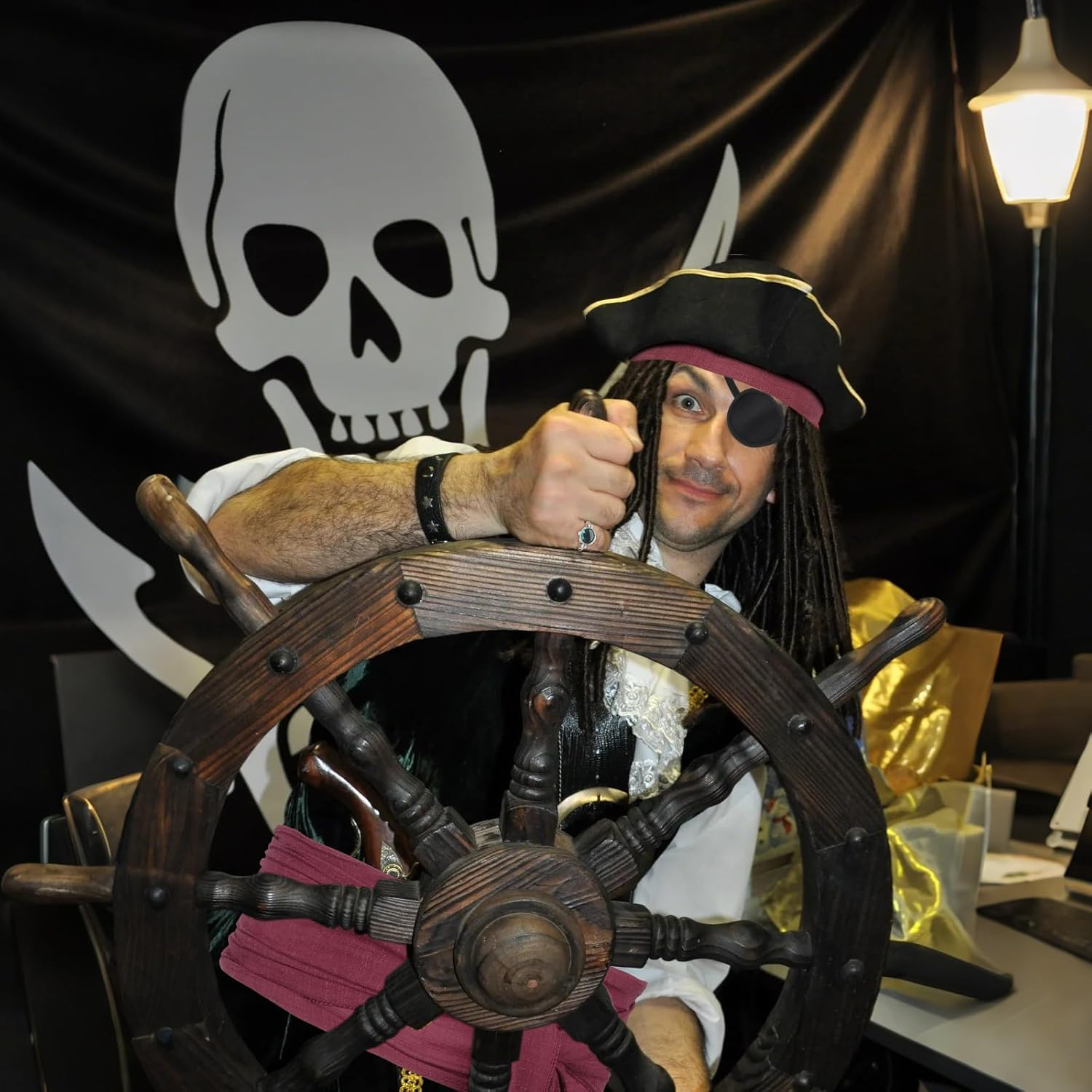 7 PCS Pirate Costume Women Men Kids,Captain Pirate Costume Accessories Set,Halloween Party Cosplay image number 4