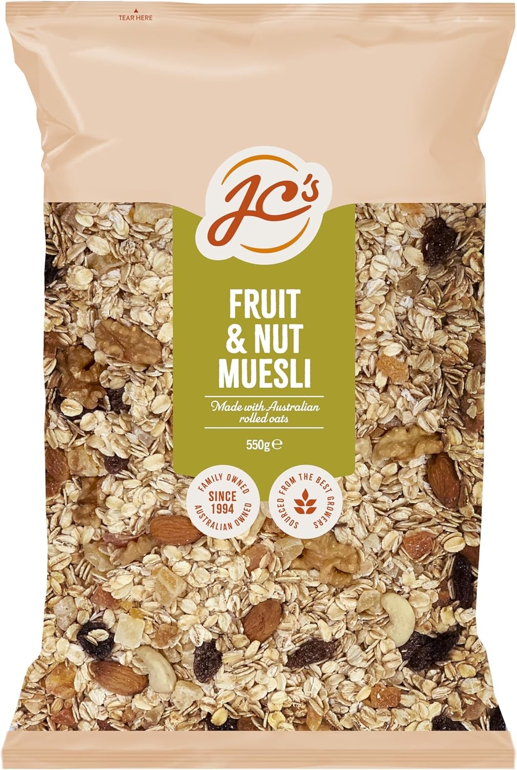 J.C.'S Quality Foods Fruit & Nut Muesli 550G