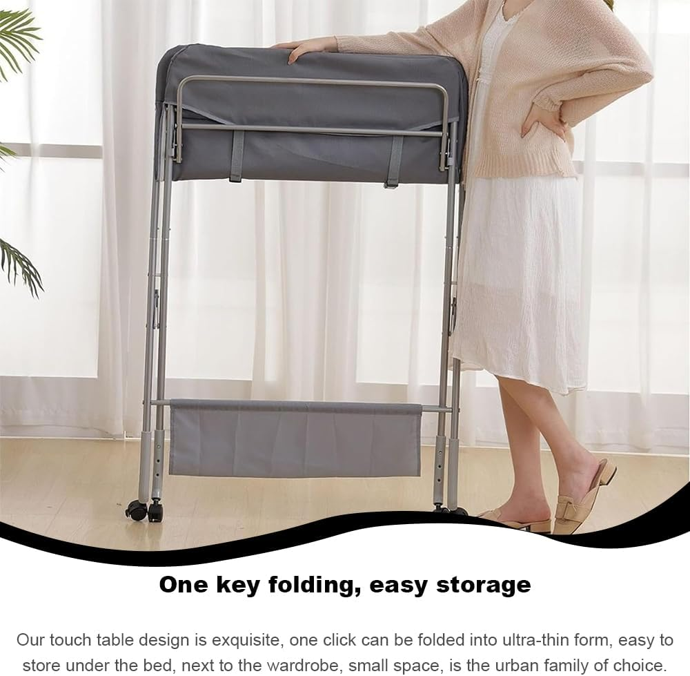 Portable Diaper Changing Table, Foldable Changing Table with Wheels 3-Level Adjustable Height Multifunctional Foldable Bathing Bed Diaper Changing Massage Table W/Storage image number 4