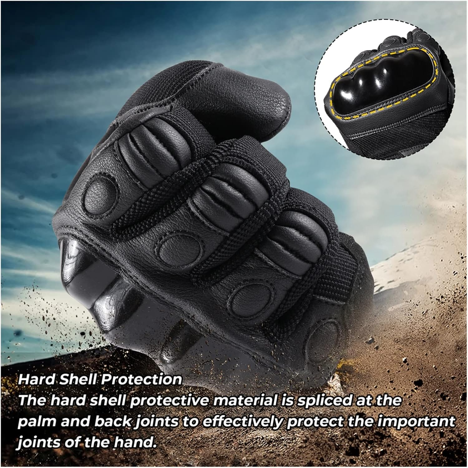 KANGYEBAIHUODIAN Black Moto Motocross Glove Men Leather Motorcycle Full Finger Gloves Cycling Bike Bicycle Riding BMX Enduro Work Mittens Summer (Color : C58, Size : L)