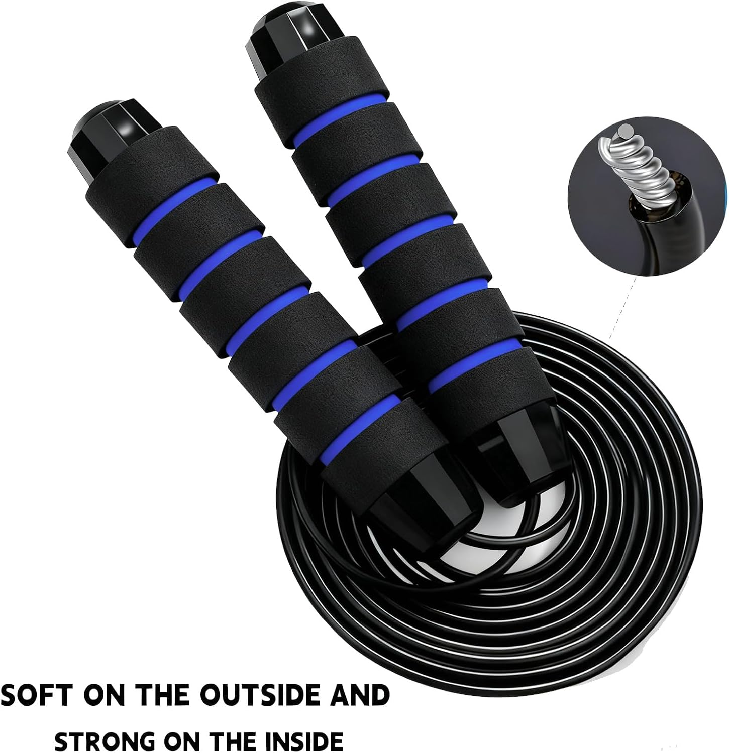 Jump Rope, Fitness Tangle-Free Jumping Rope Cable with Ball Bearings, Adjustable 2.8M Jump Ropes with Foam Handles, Exercise Workout Equipment for Men and Women, Home Gym