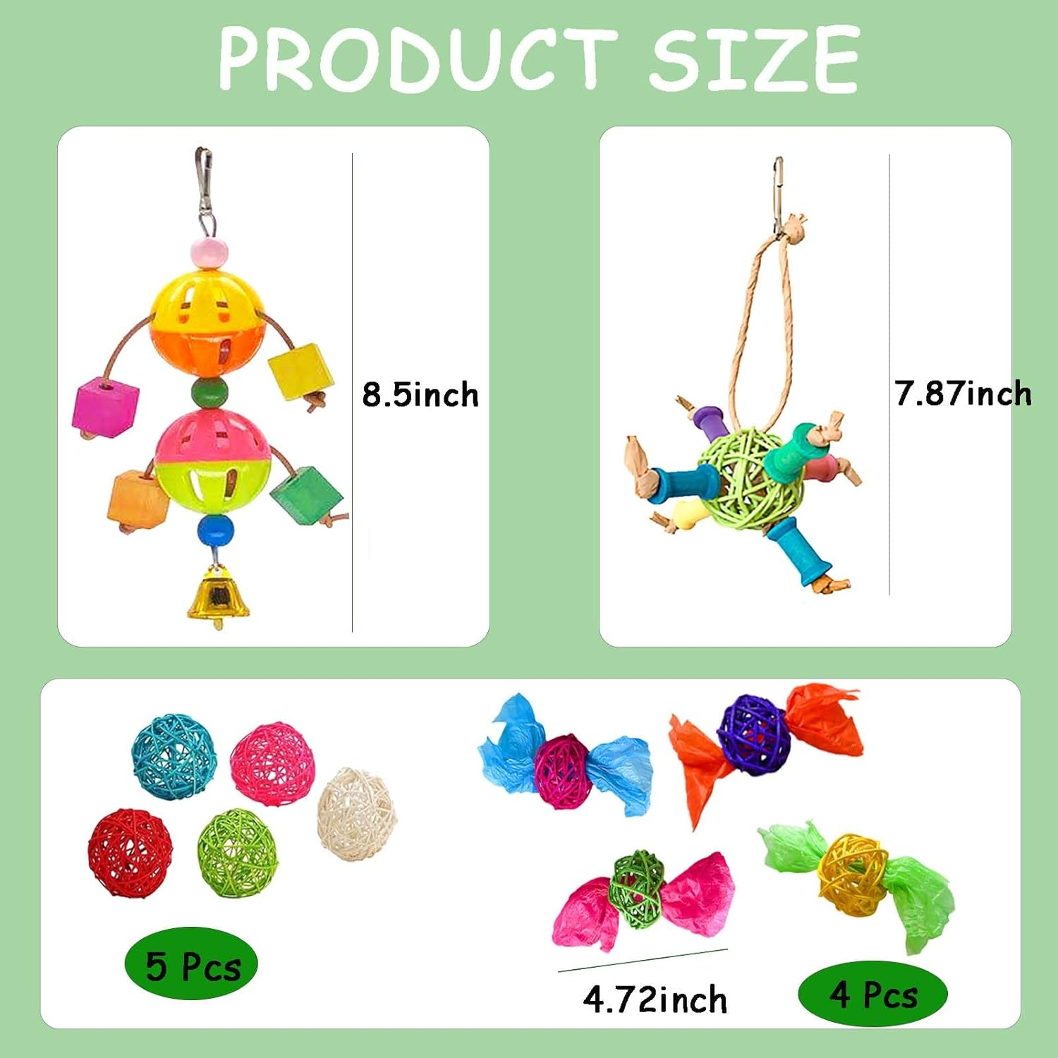 Parakeet Toys,15 Pcs Bird Toys,Bird Toys for Parrots,With Bird Swing,Birds Stand,Foraging Toy,Bird Cage Accessories for Parrots,Lovebirds,Cockatiel,Budgie image number 3
