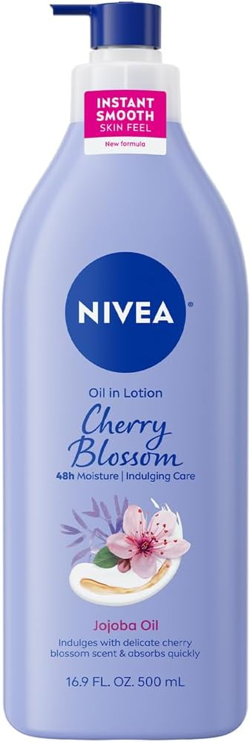 NIVEA Oil Infused Cherry Blossom and Jojoba Oil Body Lotion for Women, Fast-Absorbing and Non-Greasy Cherry Blossom Scented Lotion Moisturizes for 48 Hours, 16.9 Fl Oz Pump Bottle image number 6