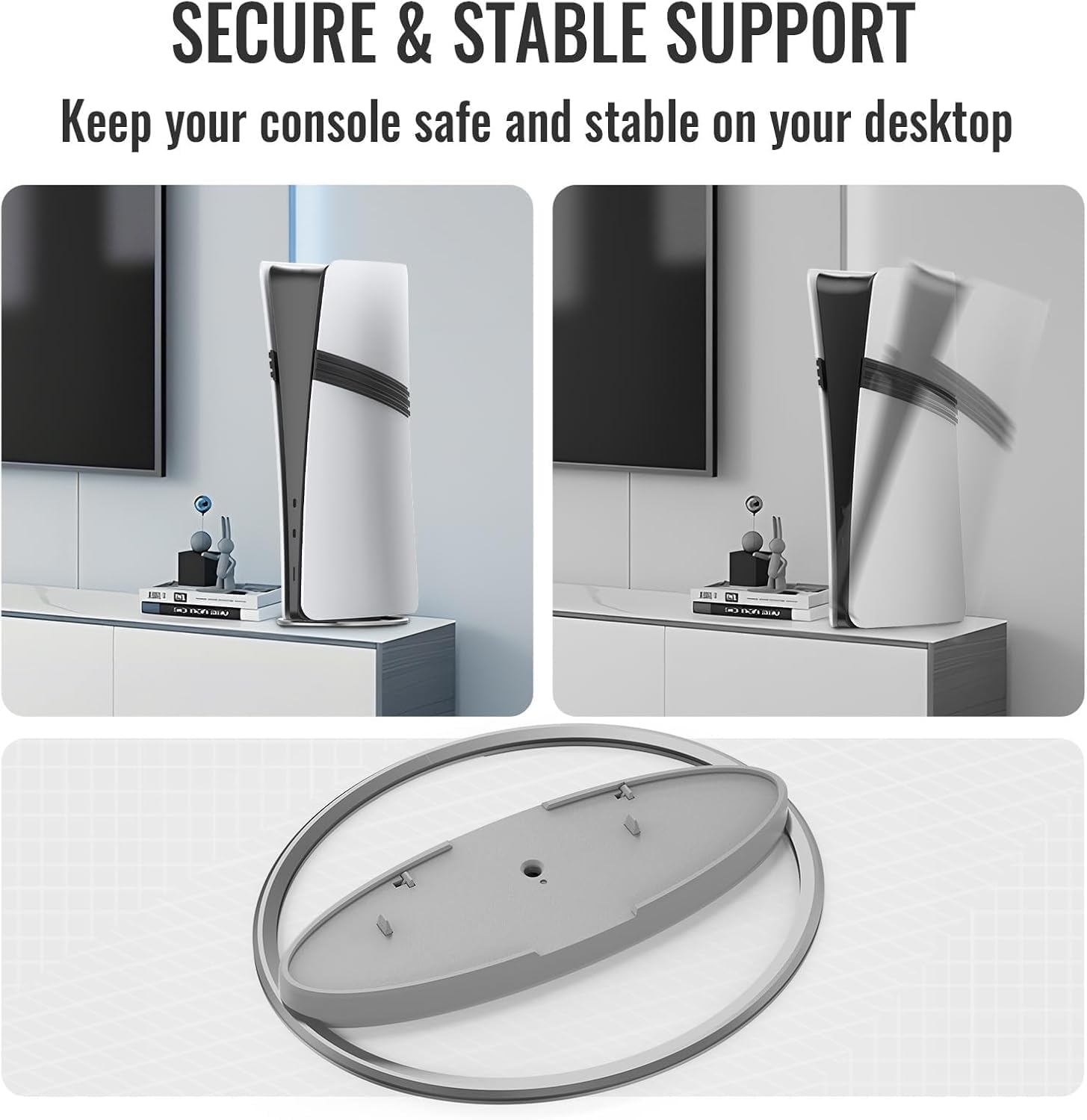 ZONEY Vertical Stand for PS5 PRO/PS5 Slim/For PS5 Consoles, Universal Upright round Dock Base Desktop Bracket Holder Accessories for All P5 Console Disc and Digital Editions (Grey)