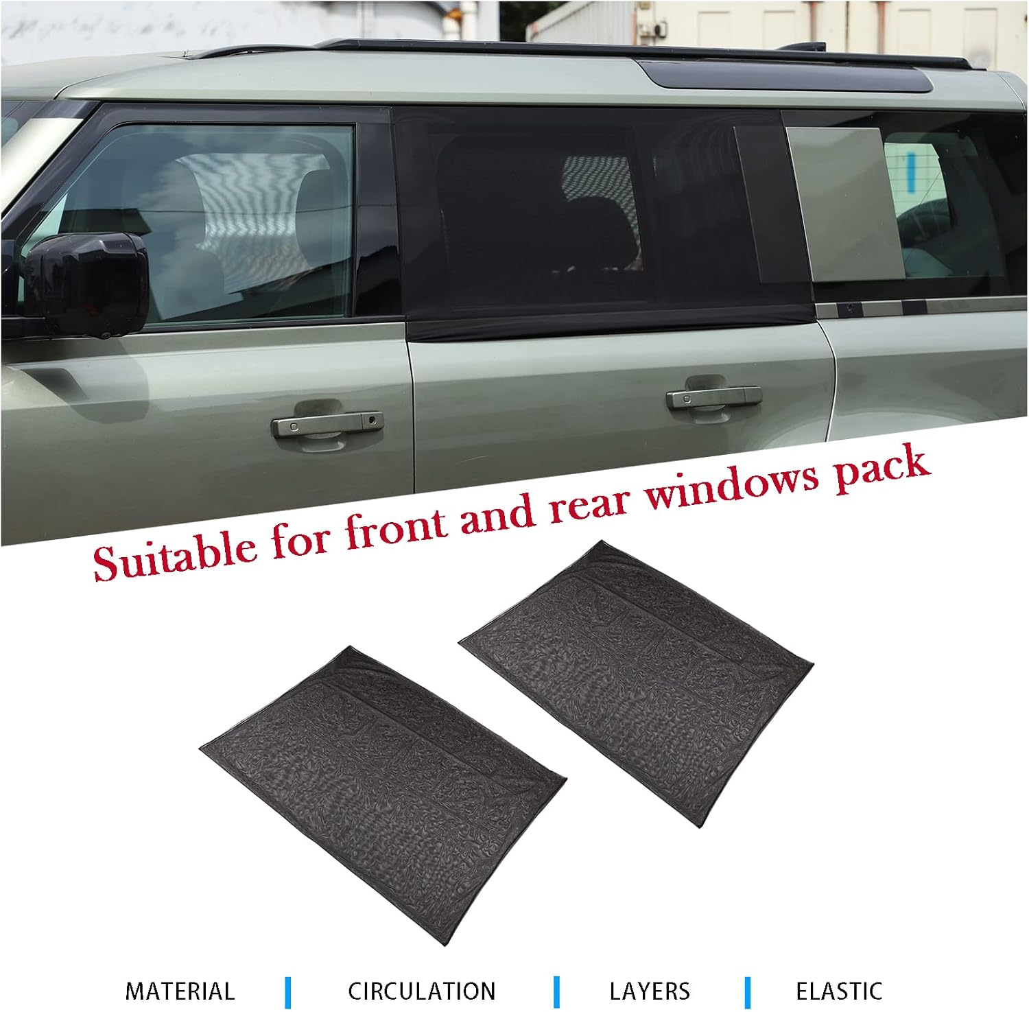 LLKUANG 100% Protection from Bugs Compatible with Land Rover Defender 90 110 2004-2022 Shade Breathable Mesh Car Curtains Door/Window Net Car Window Screens for Camping-2Pcs image number 5