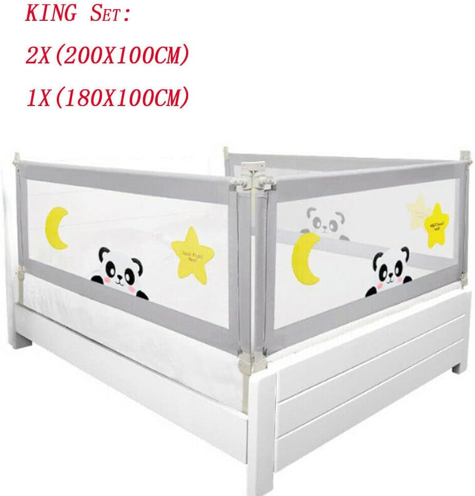 100CM Height Toddlers Bed Rails, Baby Safety Bed Guard, Height Adjustable Bed Side Fence, Child Folding Protection Guardrail&hellip; (King Set(2X200Cm,1X180Cm)) image number 4