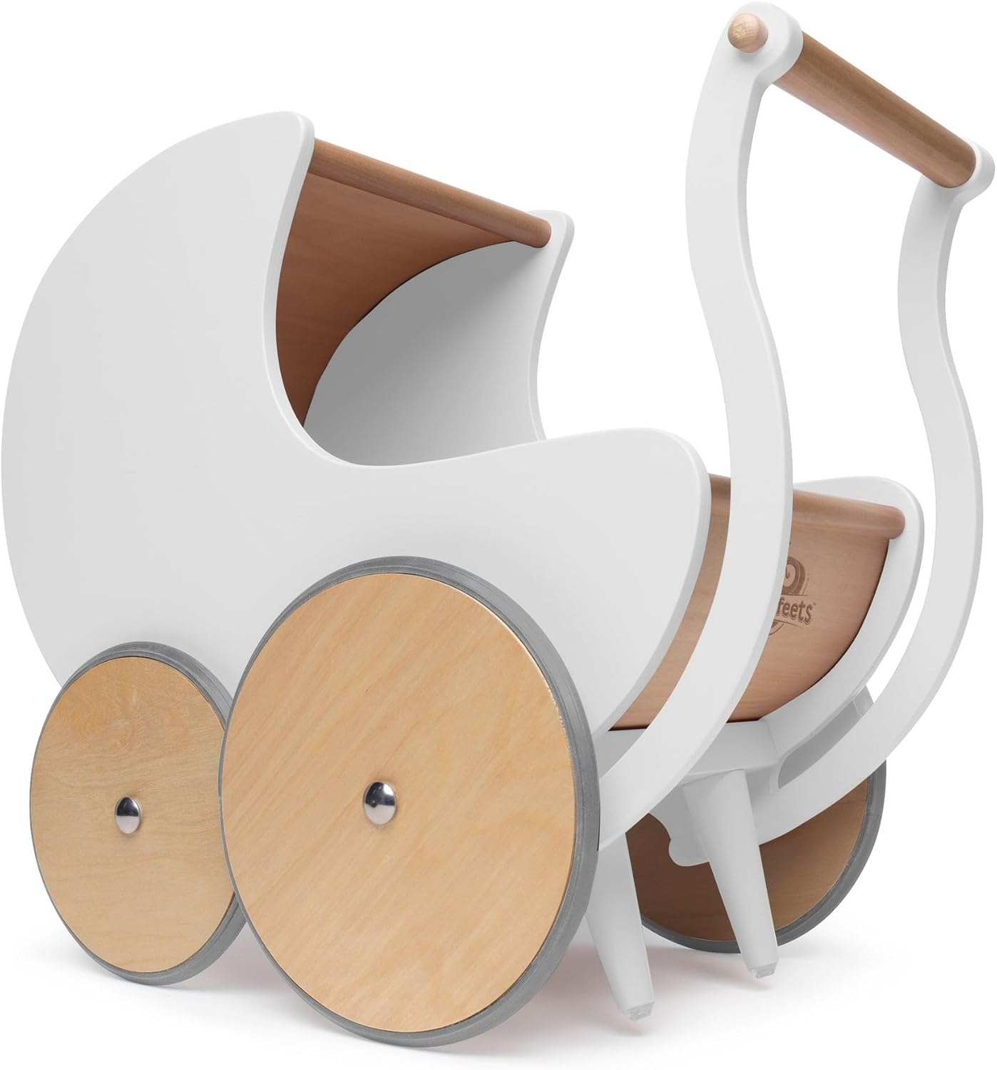 (White) - Kinderfeets Wooden Doll Pram/Walker (White)