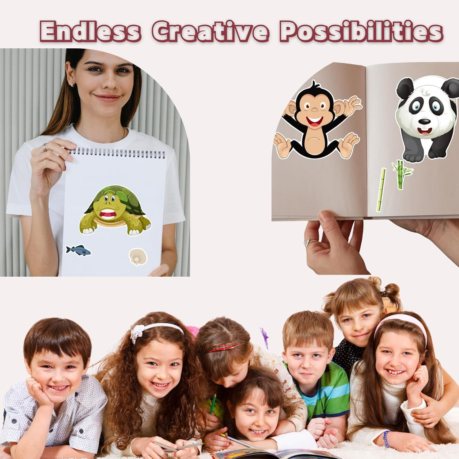 Make a Face Stickers for Kids 24Sheets Make Your Own DIY Sticker Fantasy Animal Face Stickers with 6 Design Party Favors Travel Activities for Birthday Party Games image number 5