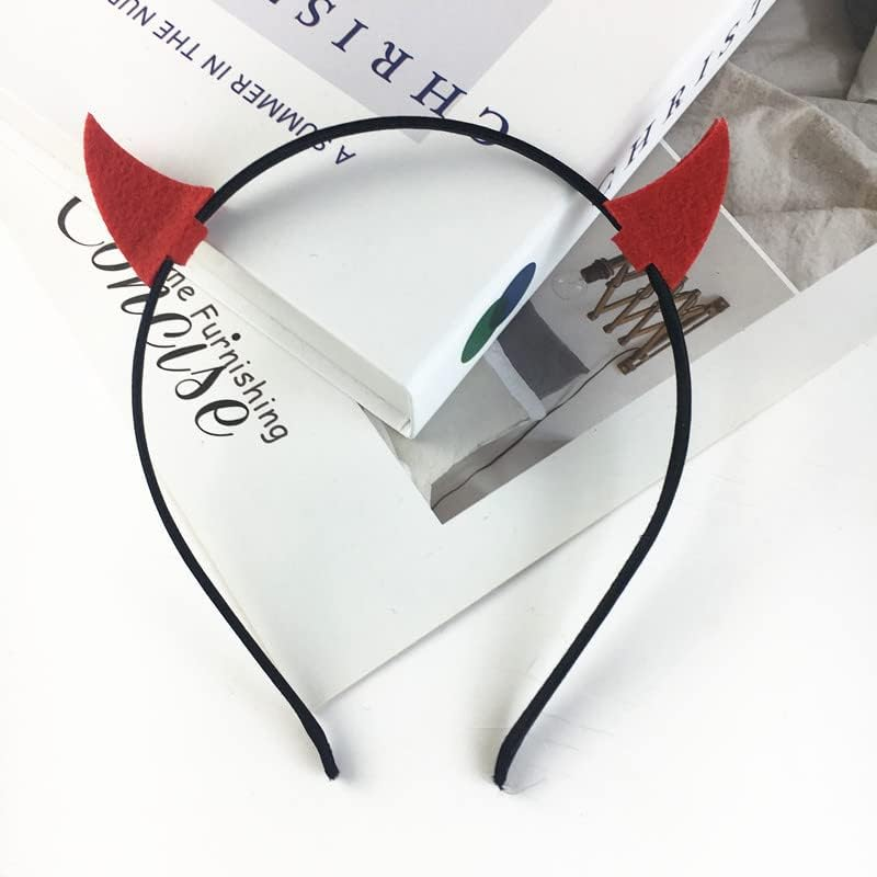 Guqqeuc Halloween Devil Horn Headband for Women Red Devil Horns Headbands for Girls Halloween Decor Hair Accessories for Halloween Cosplay Party Supplies, 2.0 Count image number 1