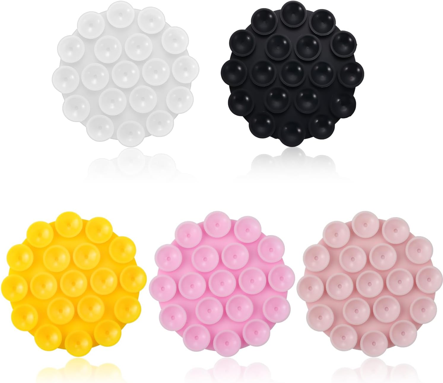 5Pcs Silicone Suction Cup Phone Holders, Multipurpose Phone Suction Mount for Car Phone Mini Suction Cup Mat Suction Phone Case Self-Adhesive Support for Mobile Power Mobile Phones (Light Pink)