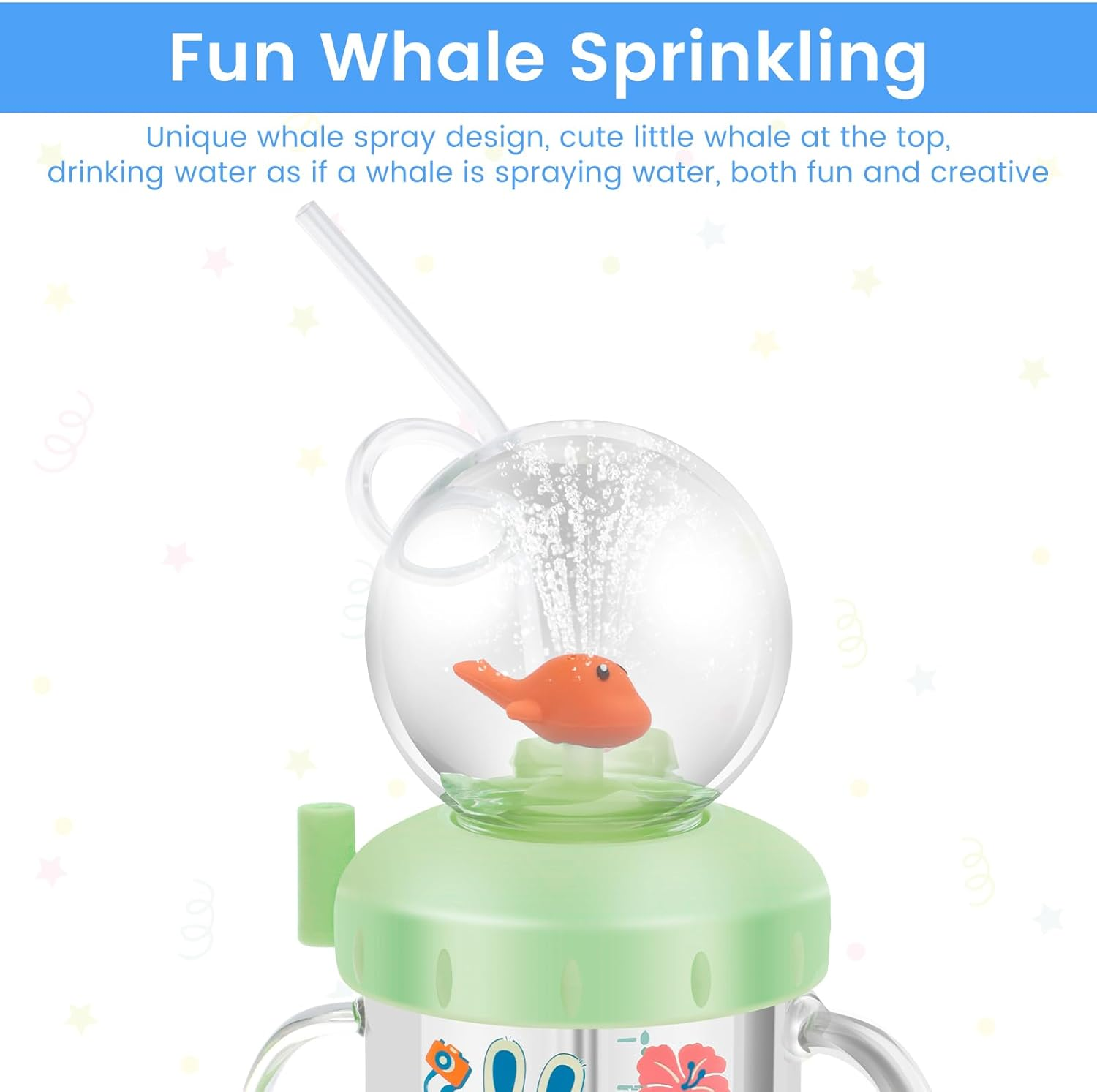 220Ml Sippy Cup Baby Water Bottle with Straw for 6-12 Months Kids Water Cup with Fun Whale Spray Ideal Present for Babies on Birthdays, Christmas, Children'S Day image number 5
