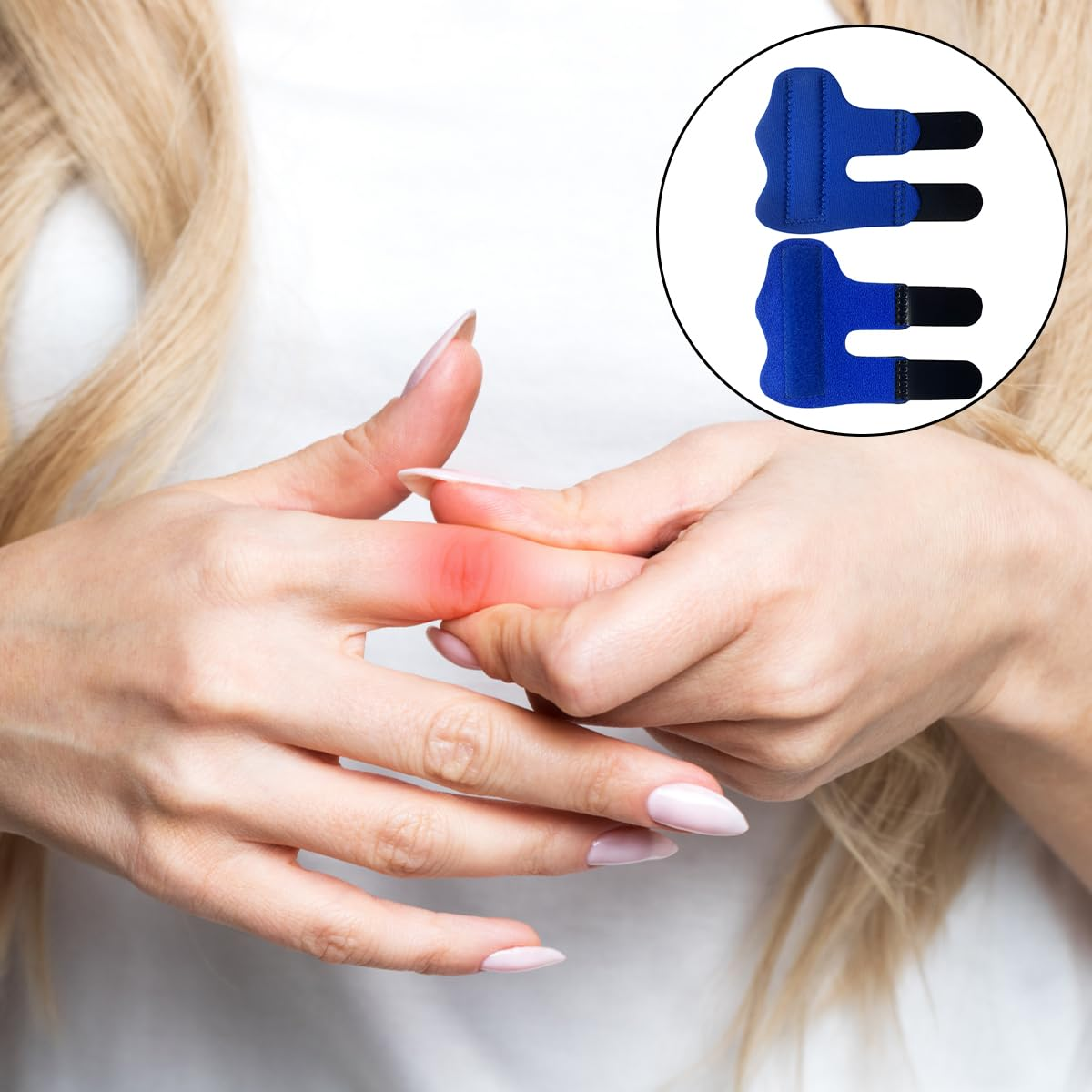 Finger Splints, 2 PCS Adjustable Finger Support Braces for Finger Knuckle Joint Fixation (Blue) image number 4