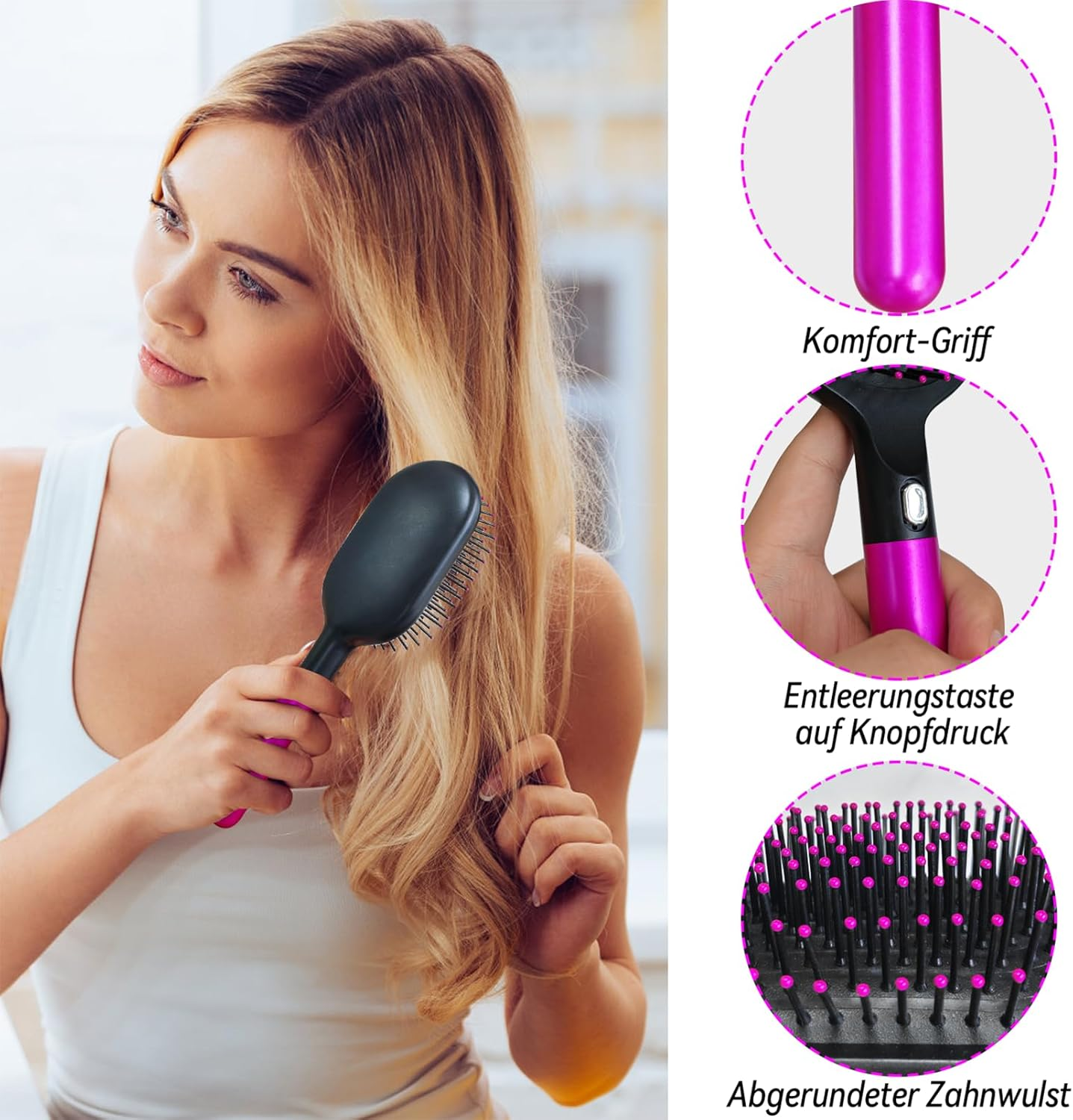 Yeelan Hair Brush without Pulling, Curl Defining Brush, Curl Brush for Massaging the Scalp, Detangler Brush with Cleaning Brush, Wet Brush for Dry and Wet, Hair Brush for All Hair Types image number 6