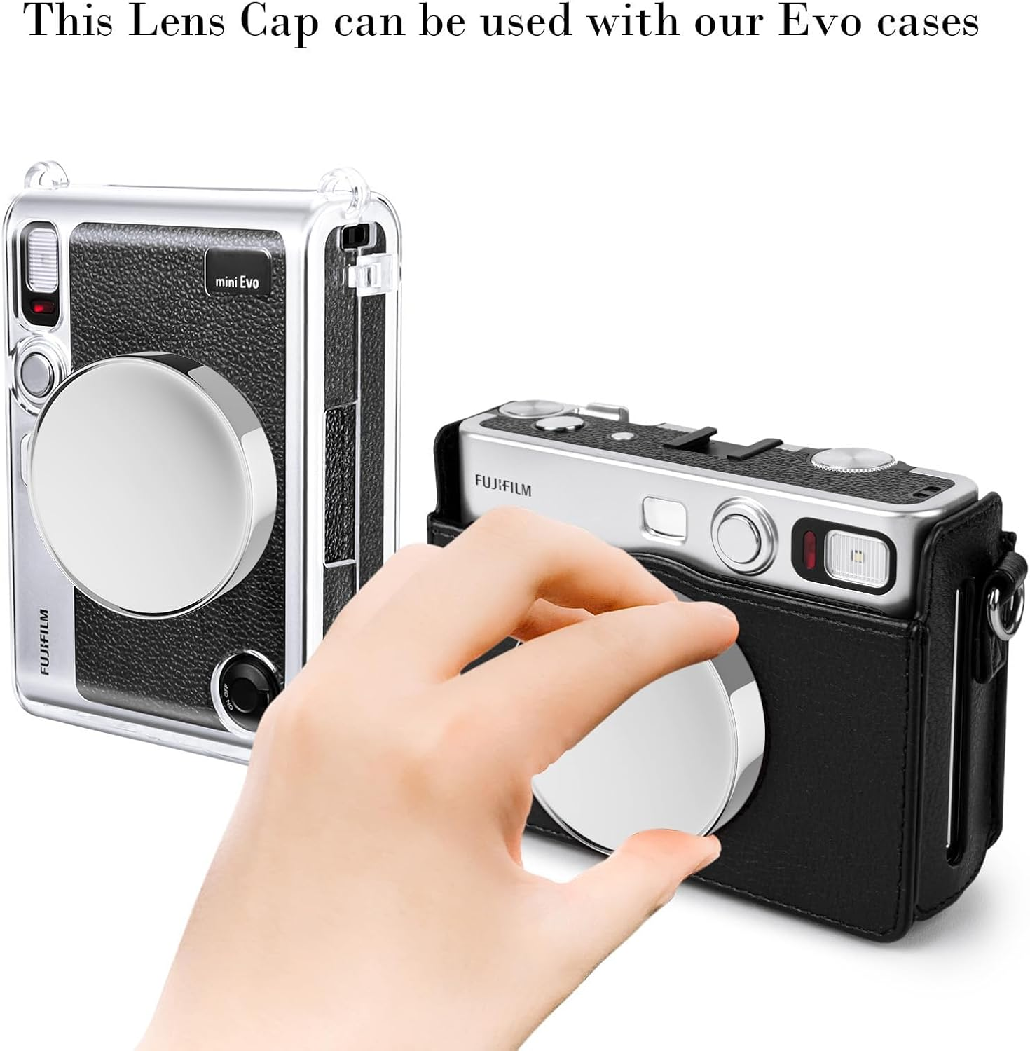 Rieibi Lens Cap for Fujifilm Instax Mini Evo, Silver, Fuji Mini Evo image number 5