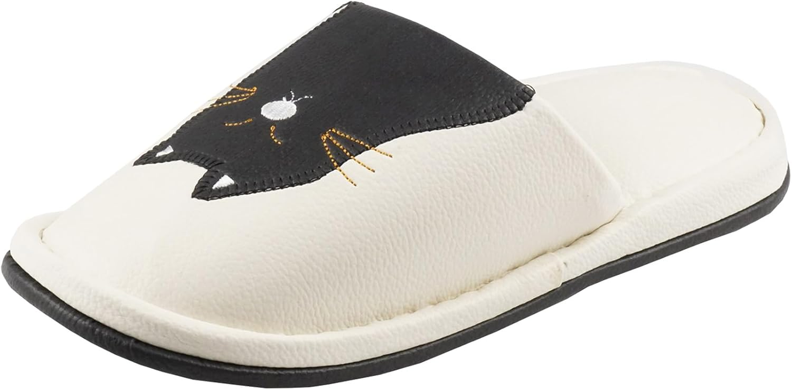 Basic Standard Toilet Slippers, Washable, Faux Leather, Slippers, Stylish, Monotone, Cat, White image number 2