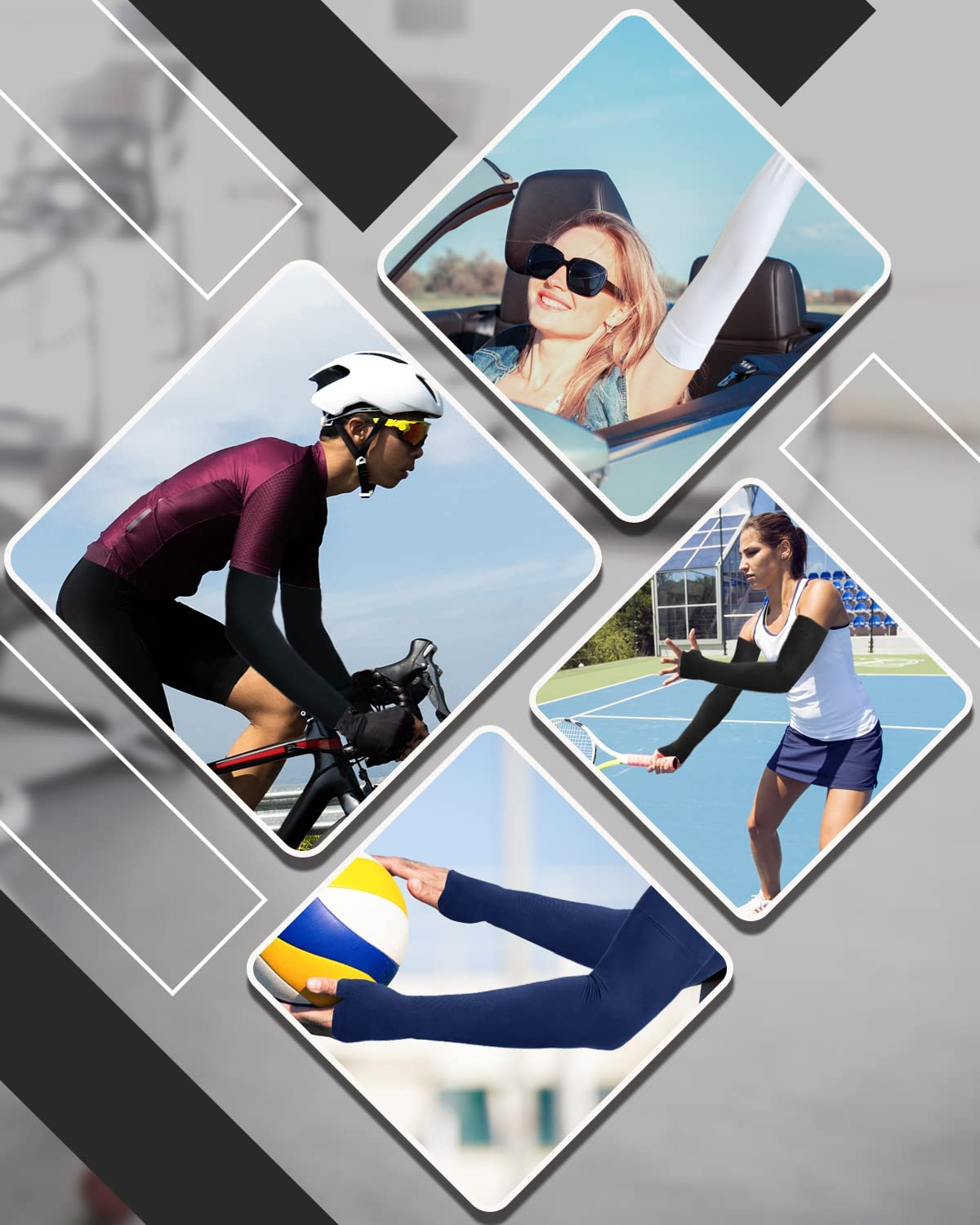 Arm Sleeves with Thumb Hole for Women Men Youth, UV Sun Protection Compression Cooling Sleeves to Cover Arm Tattoo image number 5