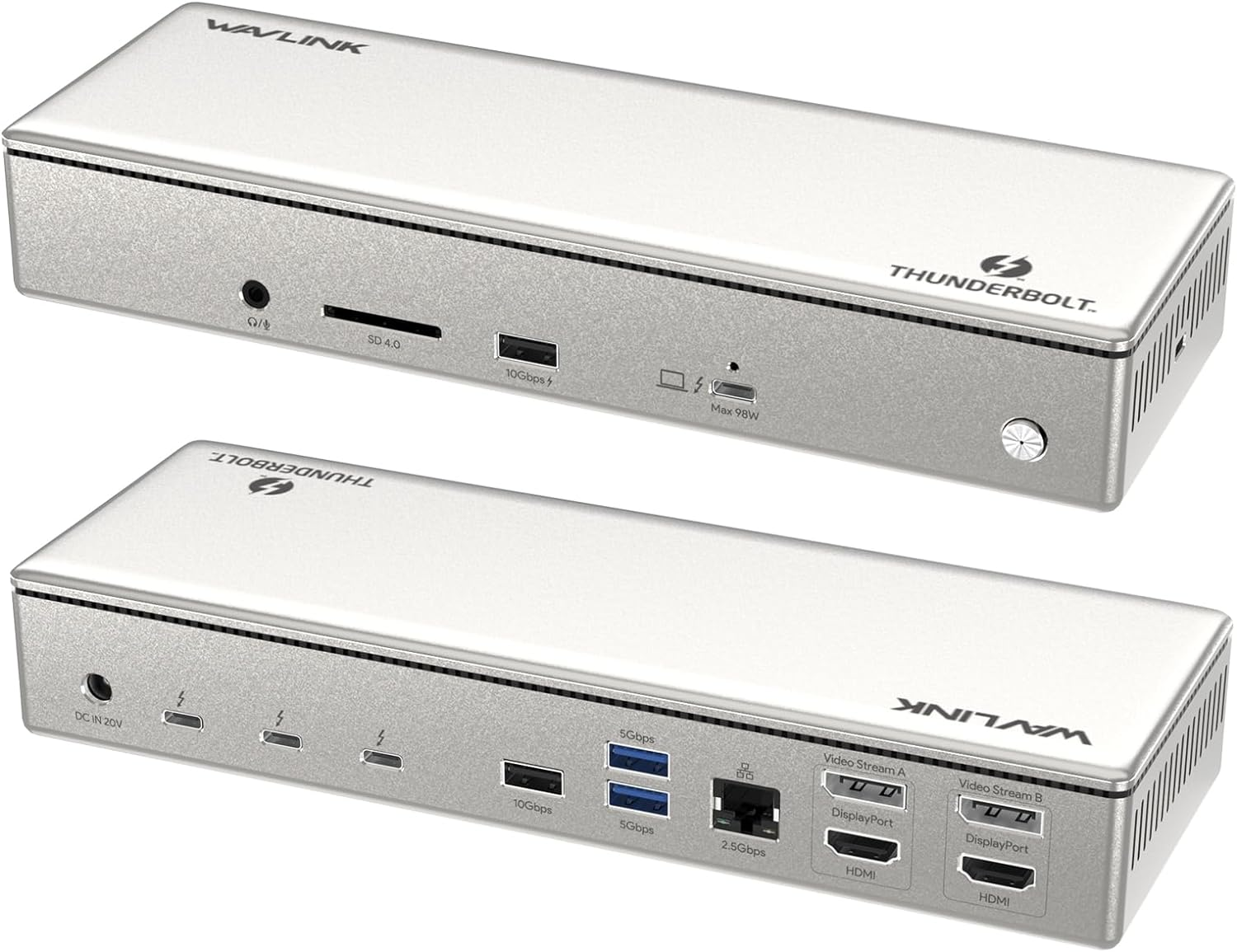 Displaylink 15-In-1 Thunderbolt 4 Docking Station - WAVLINK Quad Monitor 4K@60Hz, Single 8K@30Hz, 98W Charging, 3Xthunderbolt 4 Ports, 2Xhdmi, 2Xdp, 10Gbps USB 3.1, USB C Laptop Dock for Mac/Windows image number 2