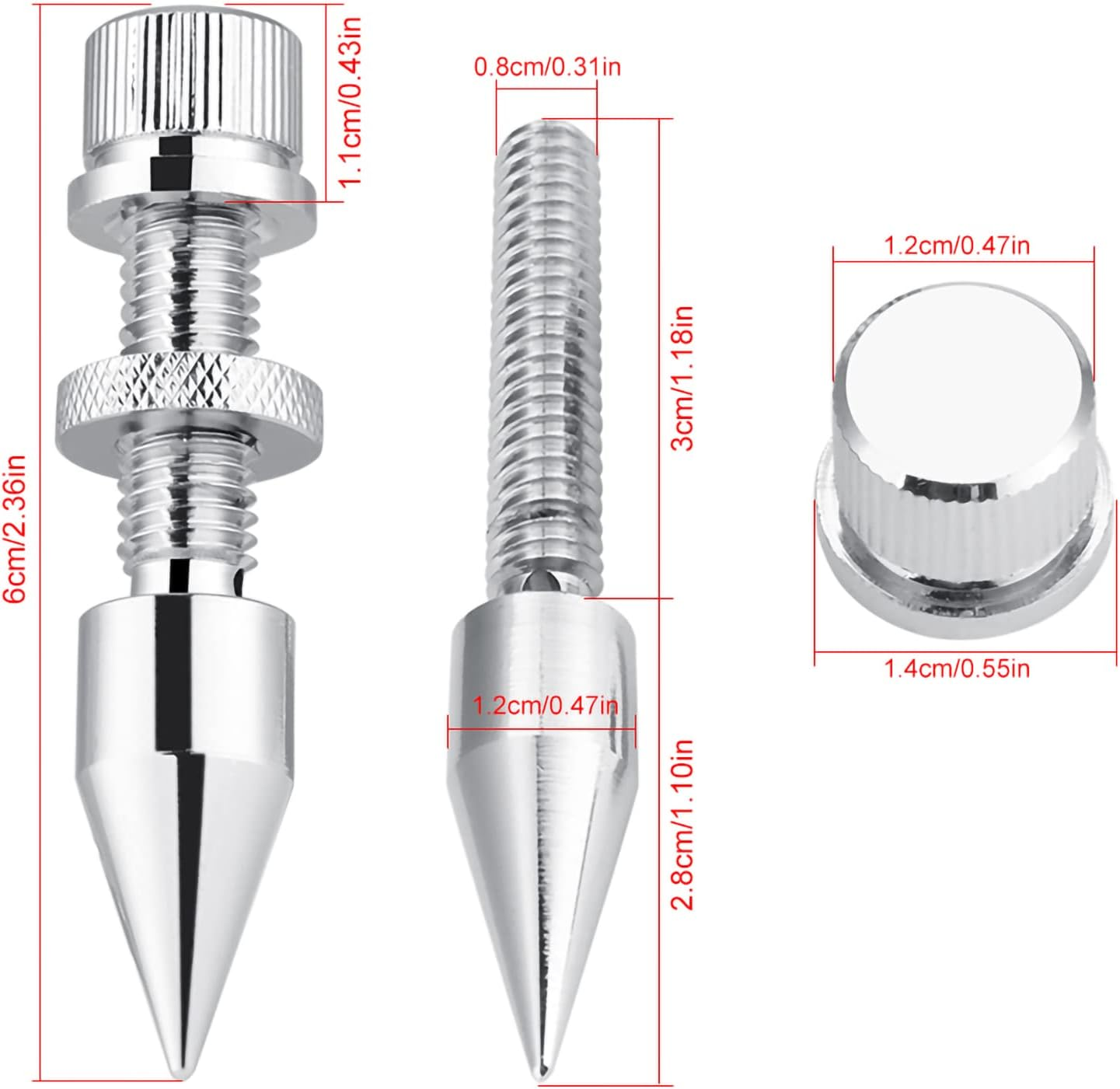 4 PCS Speaker Spike, Silver Copper Speaker Spike Set, Speaker Spike Isolation Stand with Base Pad Feet Mat for Subwoofer CD DVD Player Audio Amplifier Recorder, Hifi Speaker Fram image number 6