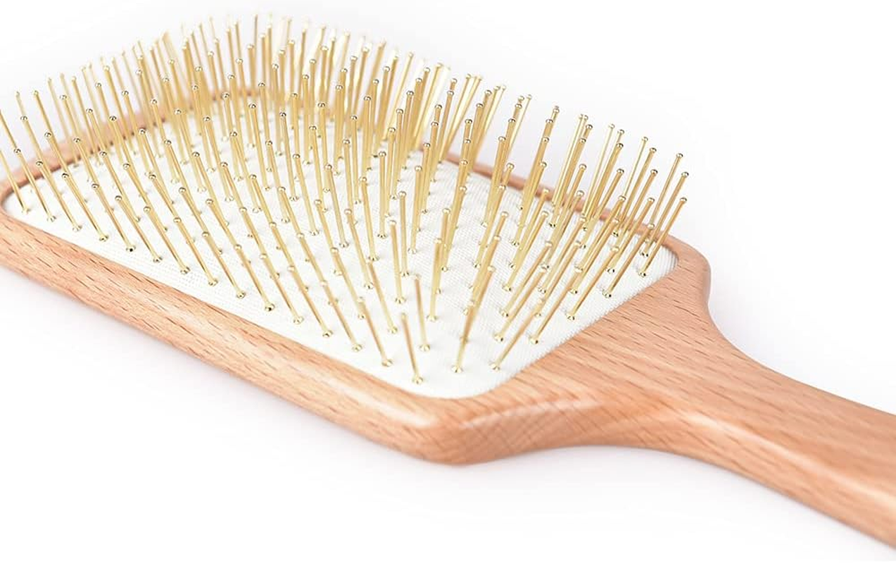 TAN MUJIANG Wood Hair Comb FSC Certified Beach Wood Metal Pin image number 6