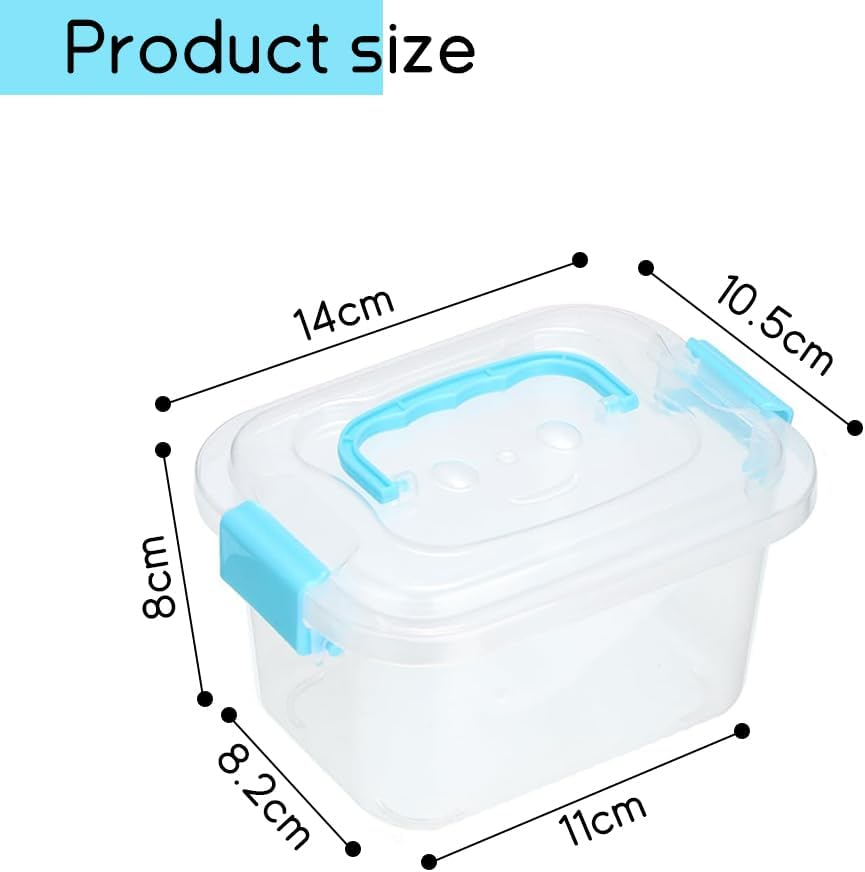 8-Pack of Small Clear Plastic Storage Boxes. Portable Mini Snack Storage Boxes, These Arts and Crafts Storage Boxes Come with Lids and Handles for Storing Crayons, Toys, Beads, and More image number 1