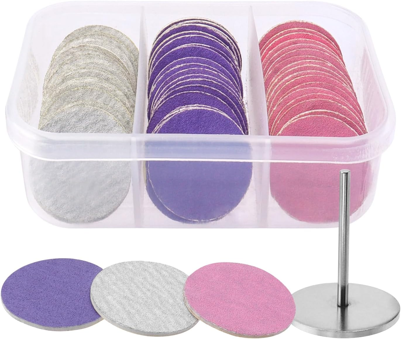 Mesee 60Pcs Sanding Paper Discs for Pedicure 25Mm Foot Grinder Sandpaper Replacement Self-Adhesive Foot File Sandpaper Disk Pad with Metal Nail Drill Bit for Manicure Pedicure Dead Skin Callus Removal image number 2