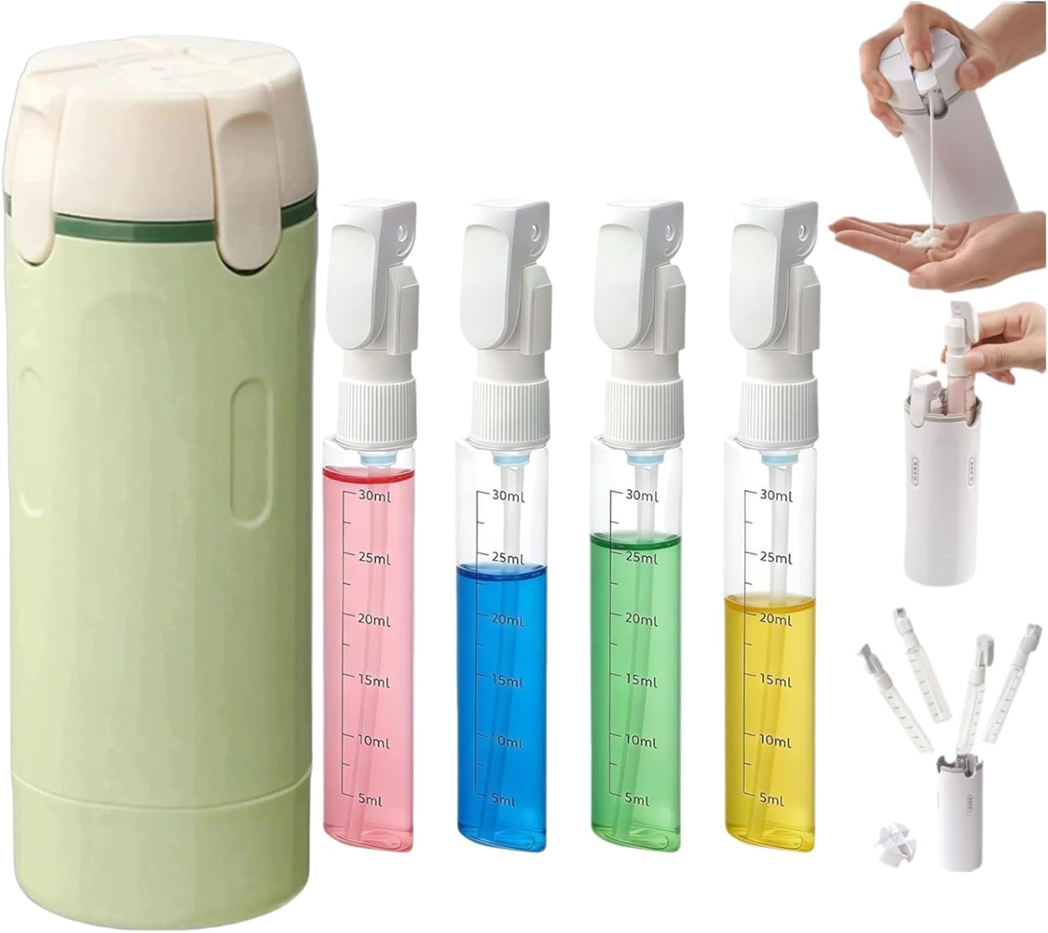 4-In-1 Travel Dispenser Bottle for Toiletries Portable Leak Proof (4Pack 30ML Transparent) - Silicone Squeeze - Travel&Camping&Business Trip(2Pcs)